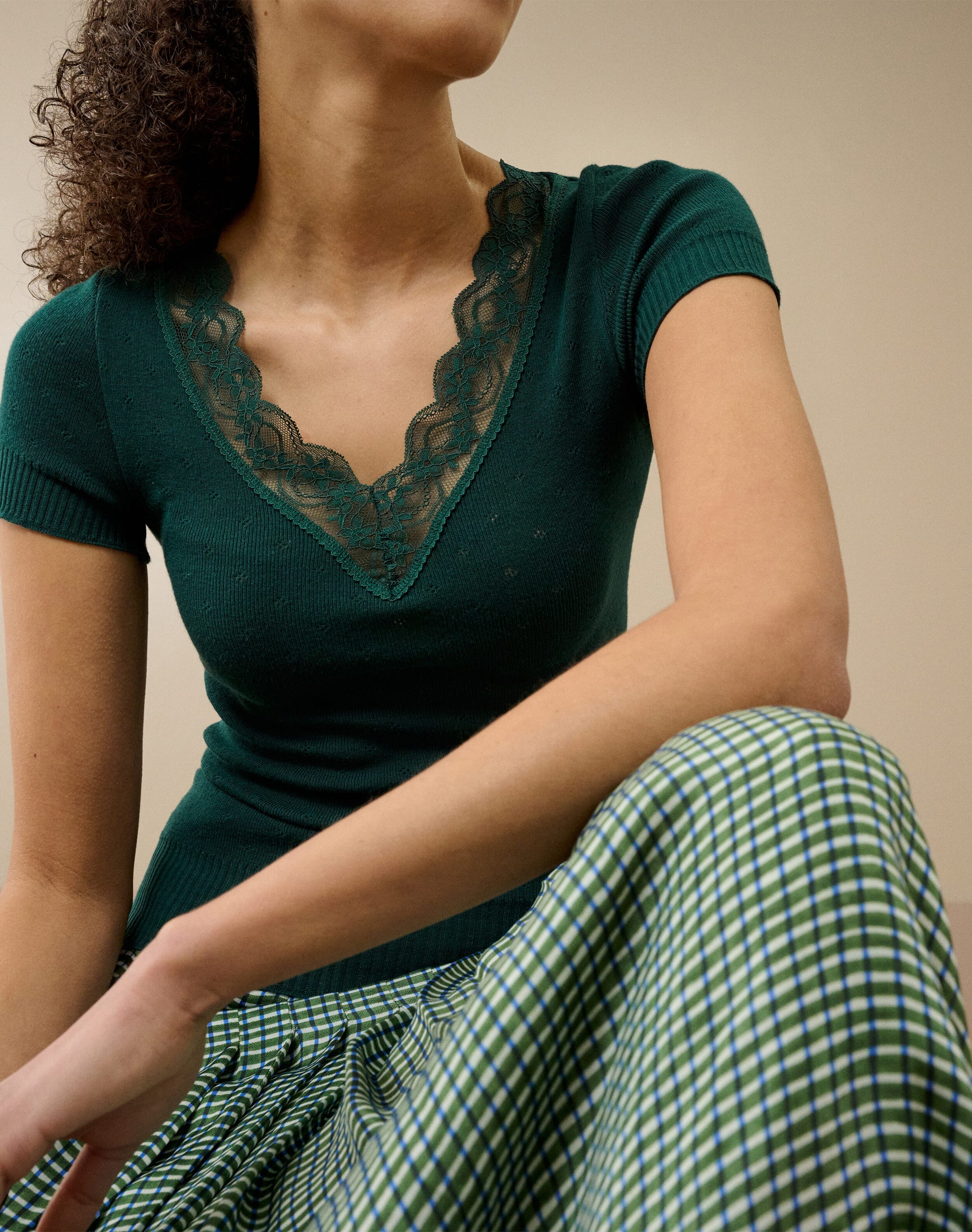 Lace Trim Cap Sleeve Top