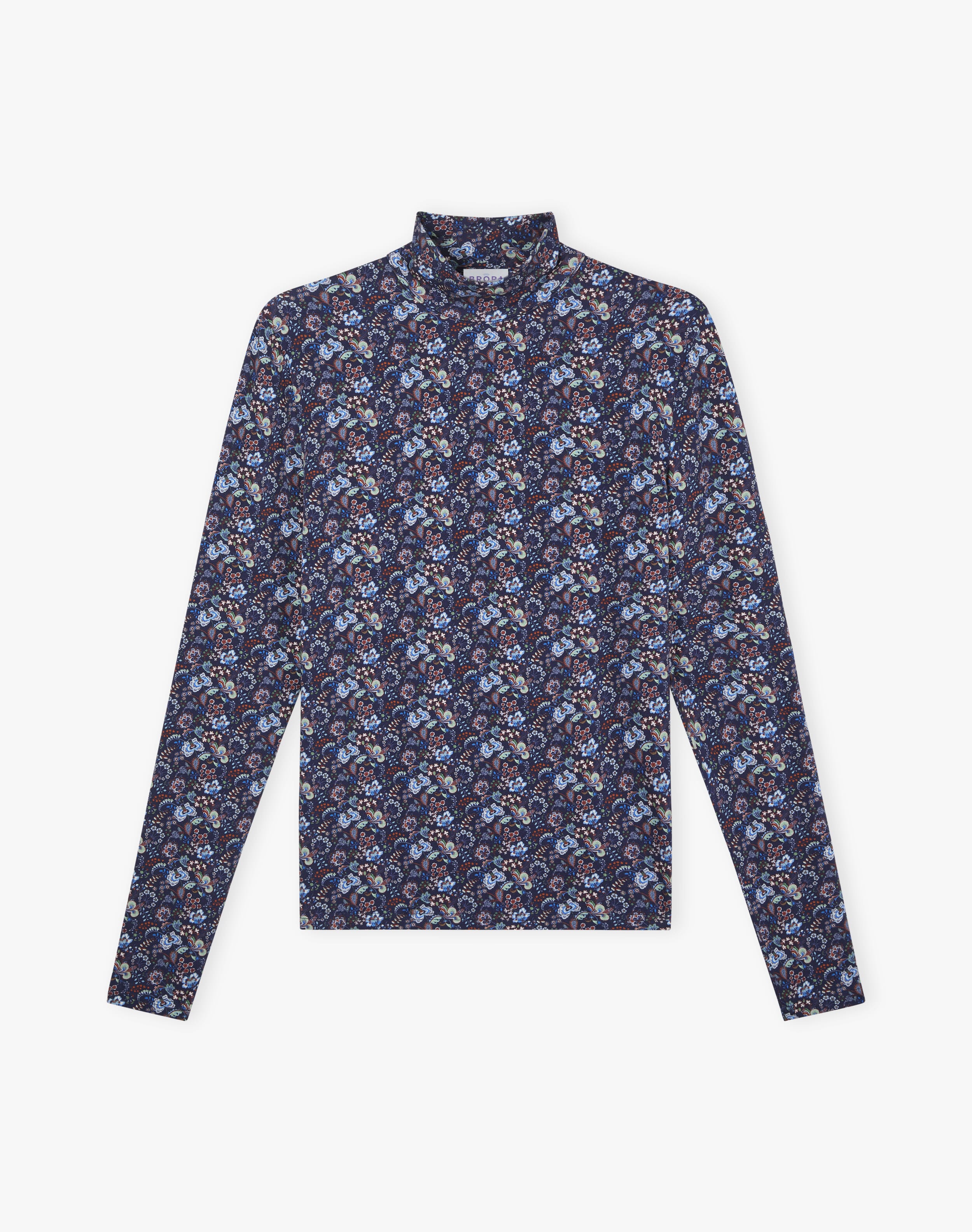 Liberty Print Jersey Polo Neck