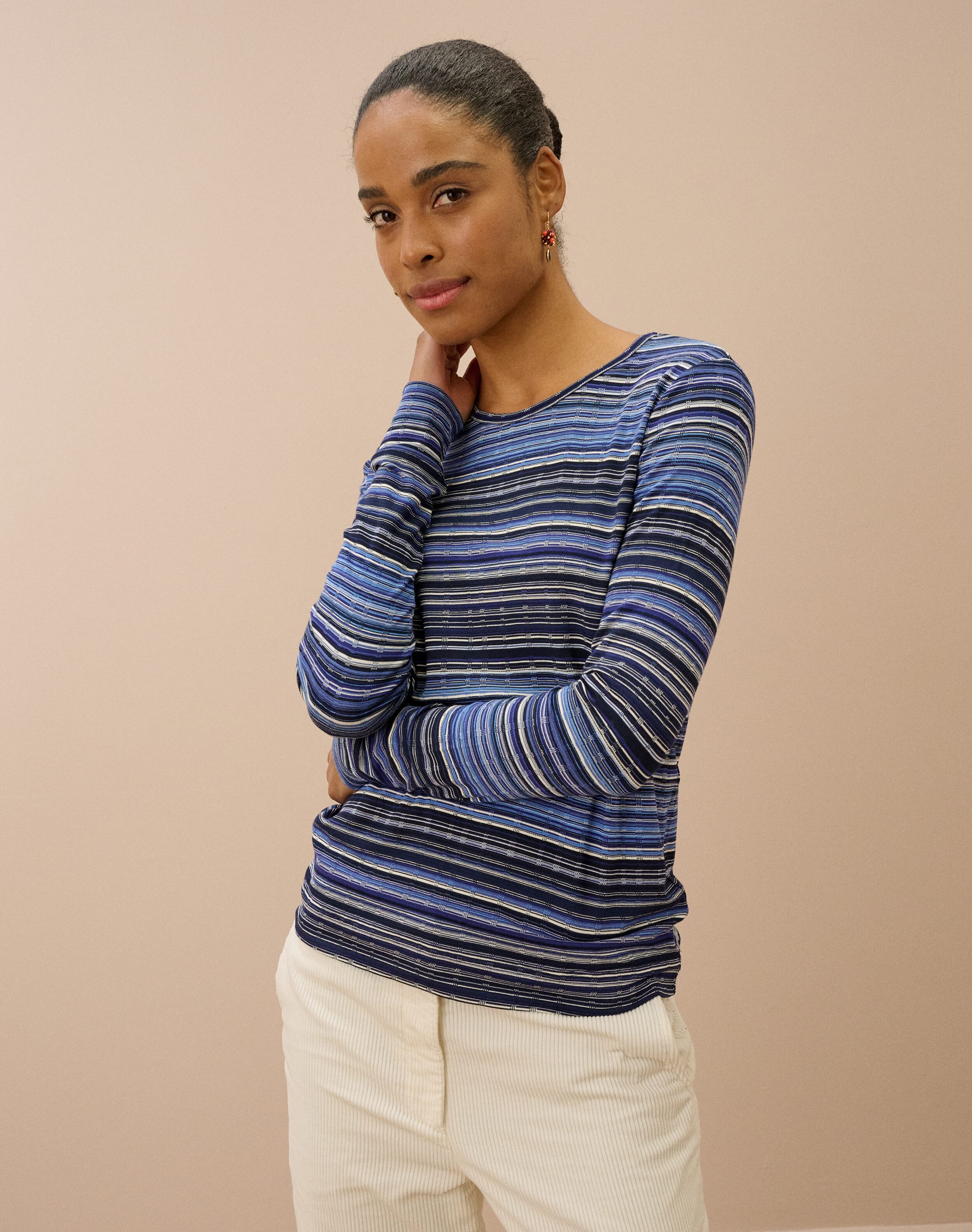 Fine Stripe Jersey Top