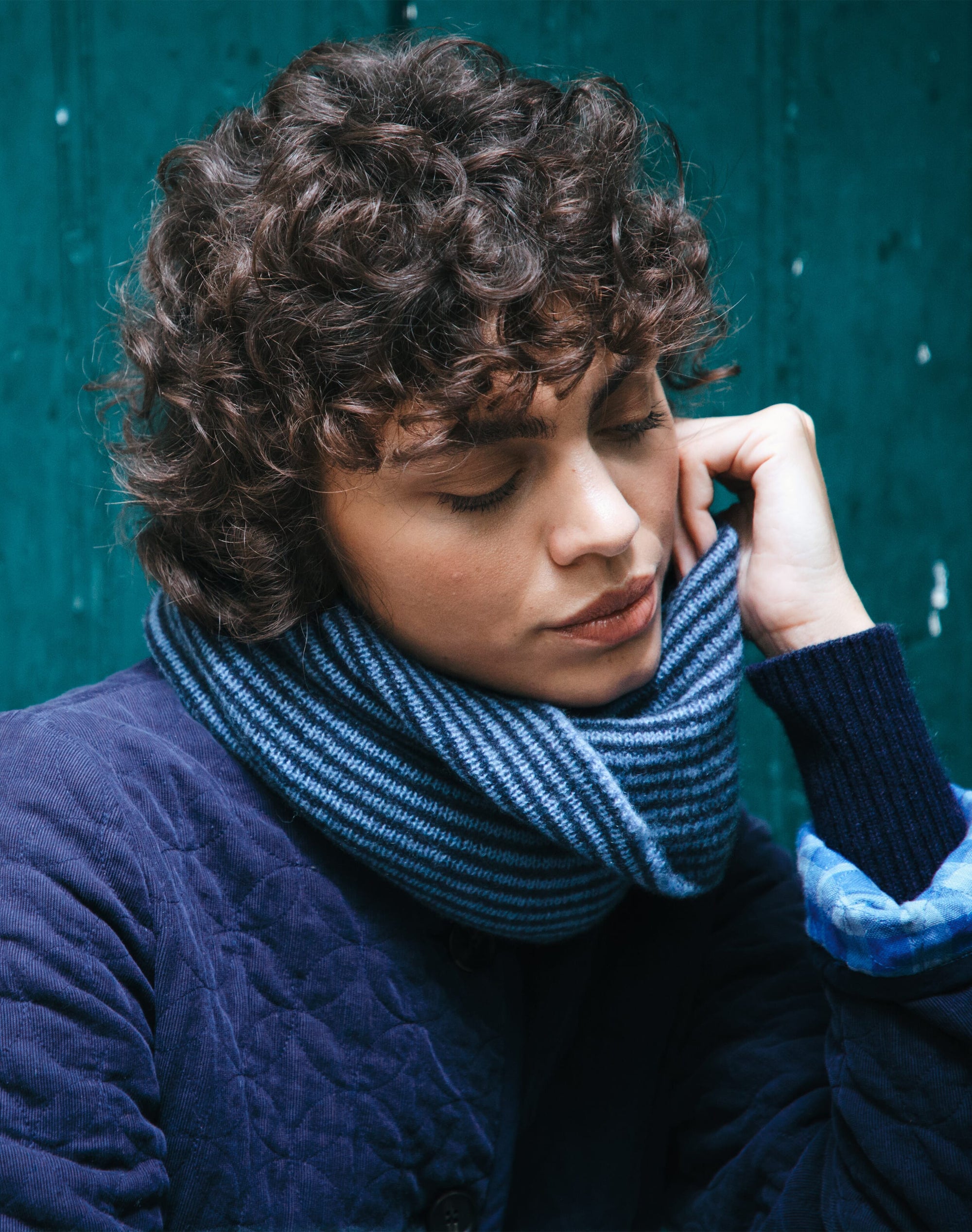 Cashmere Gauzy Stripe Snood