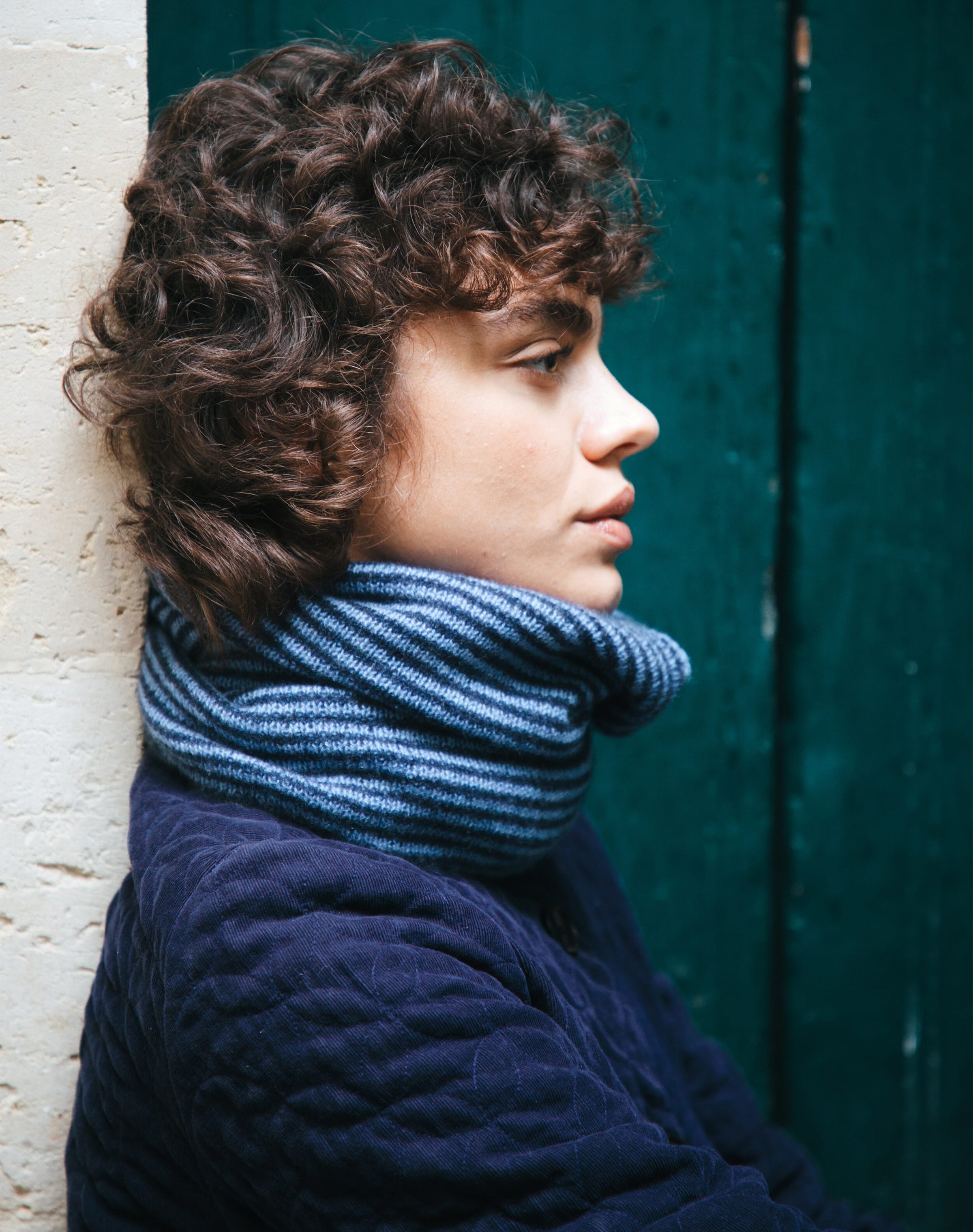 Cashmere Gauzy Stripe Snood