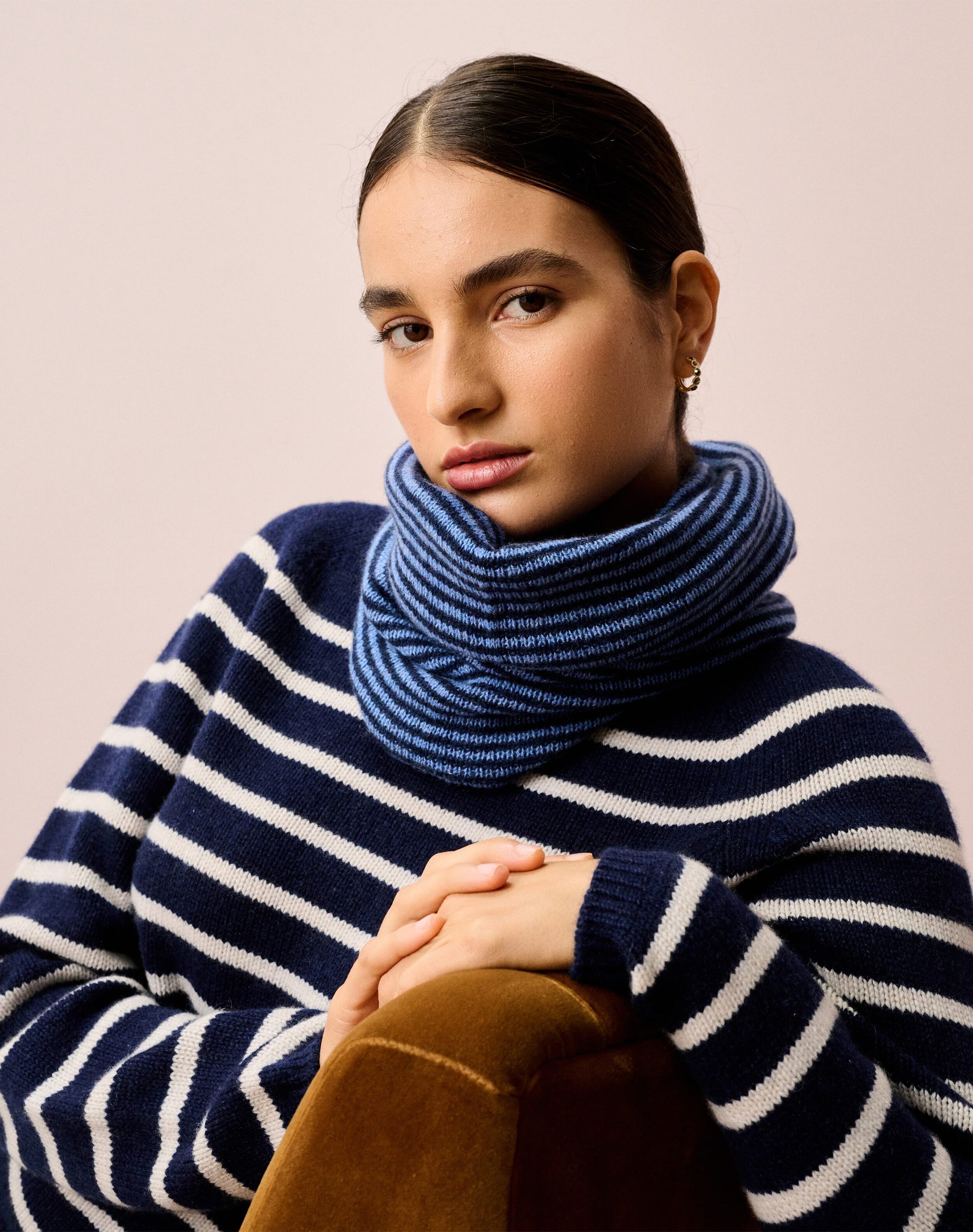 Cashmere Gauzy Stripe Snood