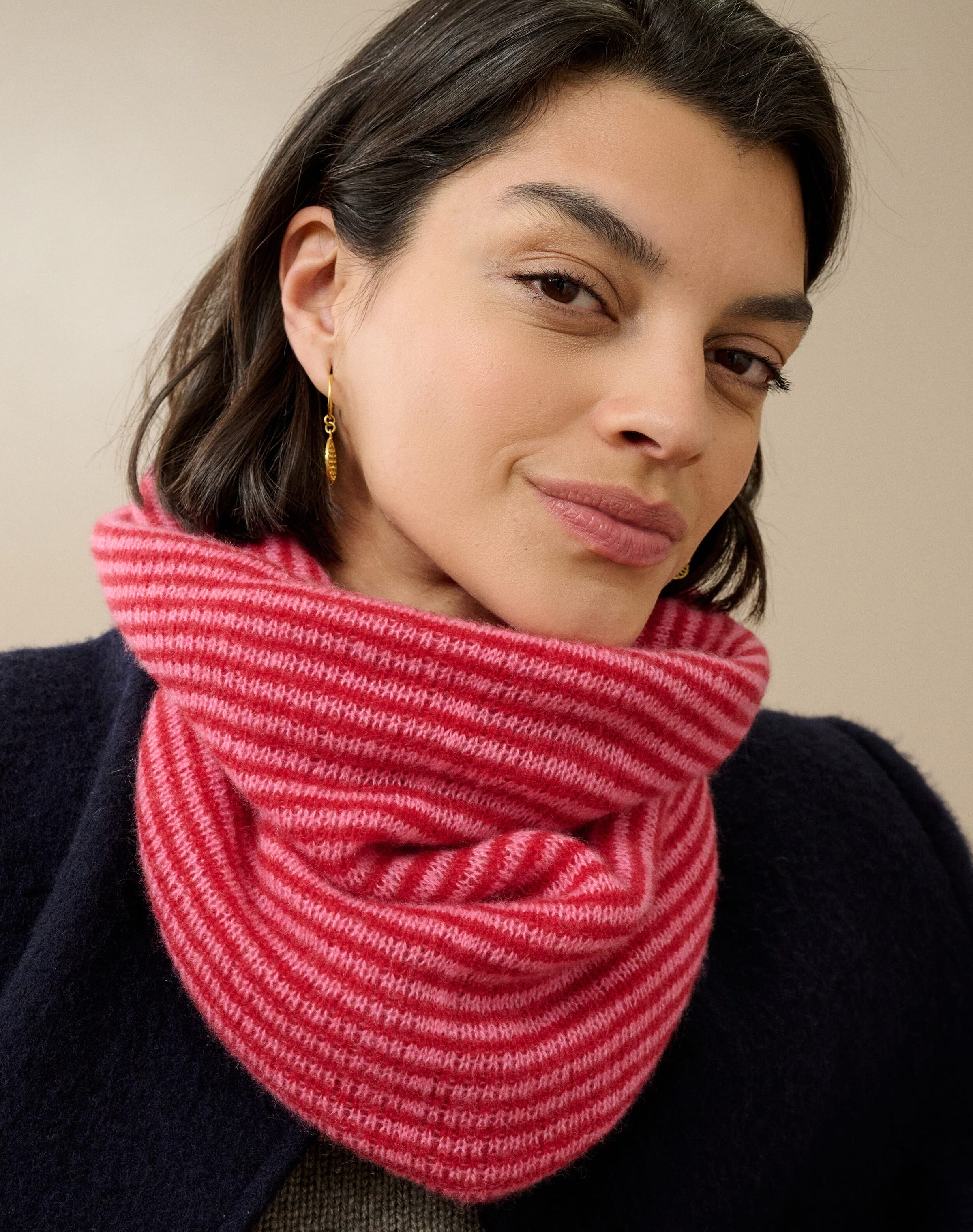 Cashmere Gauzy Stripe Snood