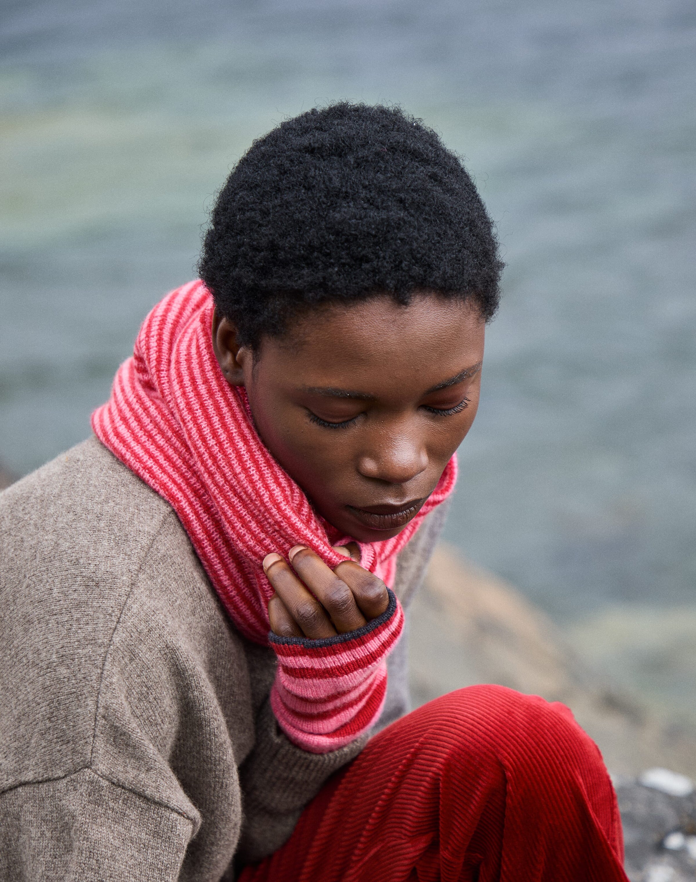 Cashmere Gauzy Stripe Snood