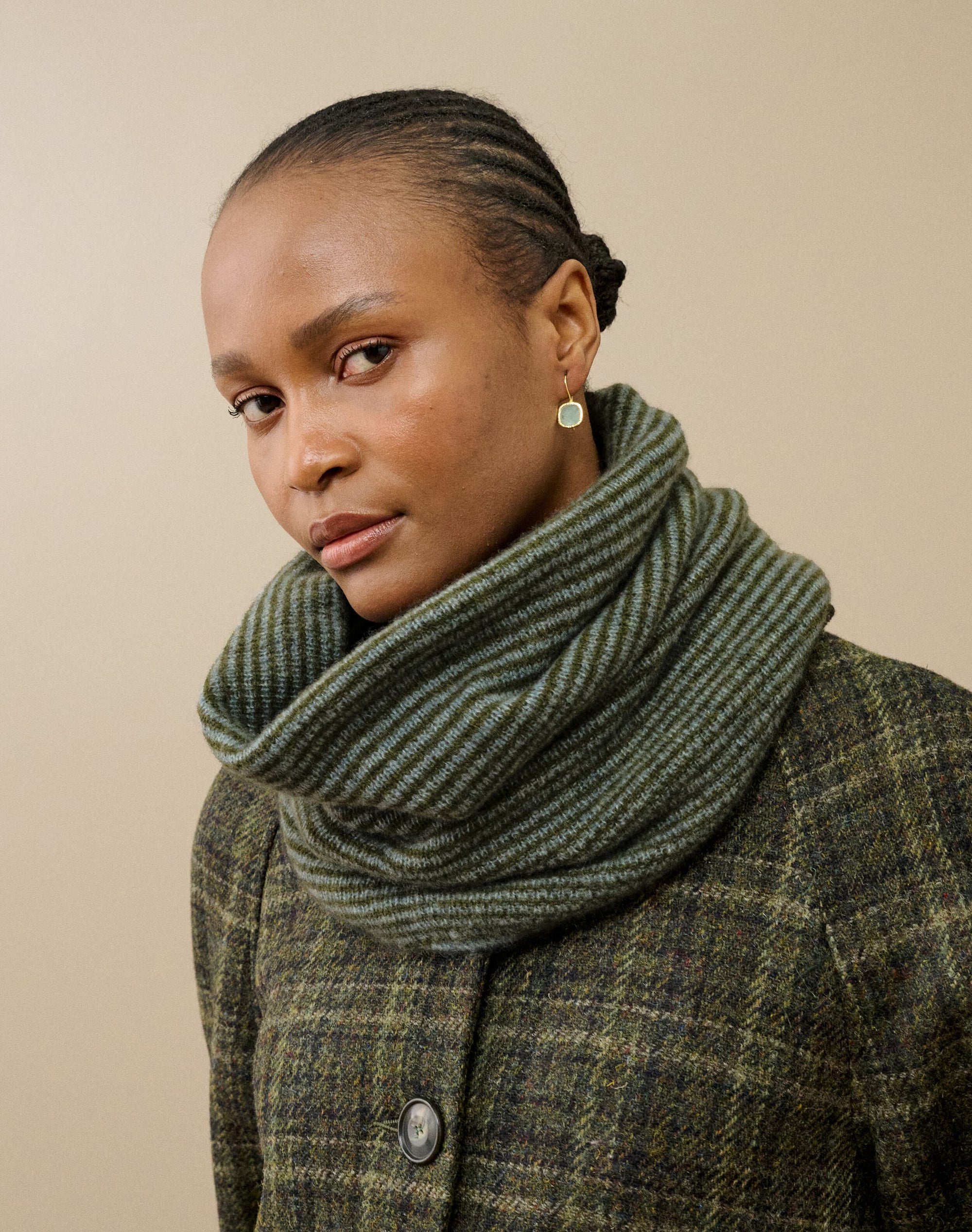 Cashmere Gauzy Stripe Snood