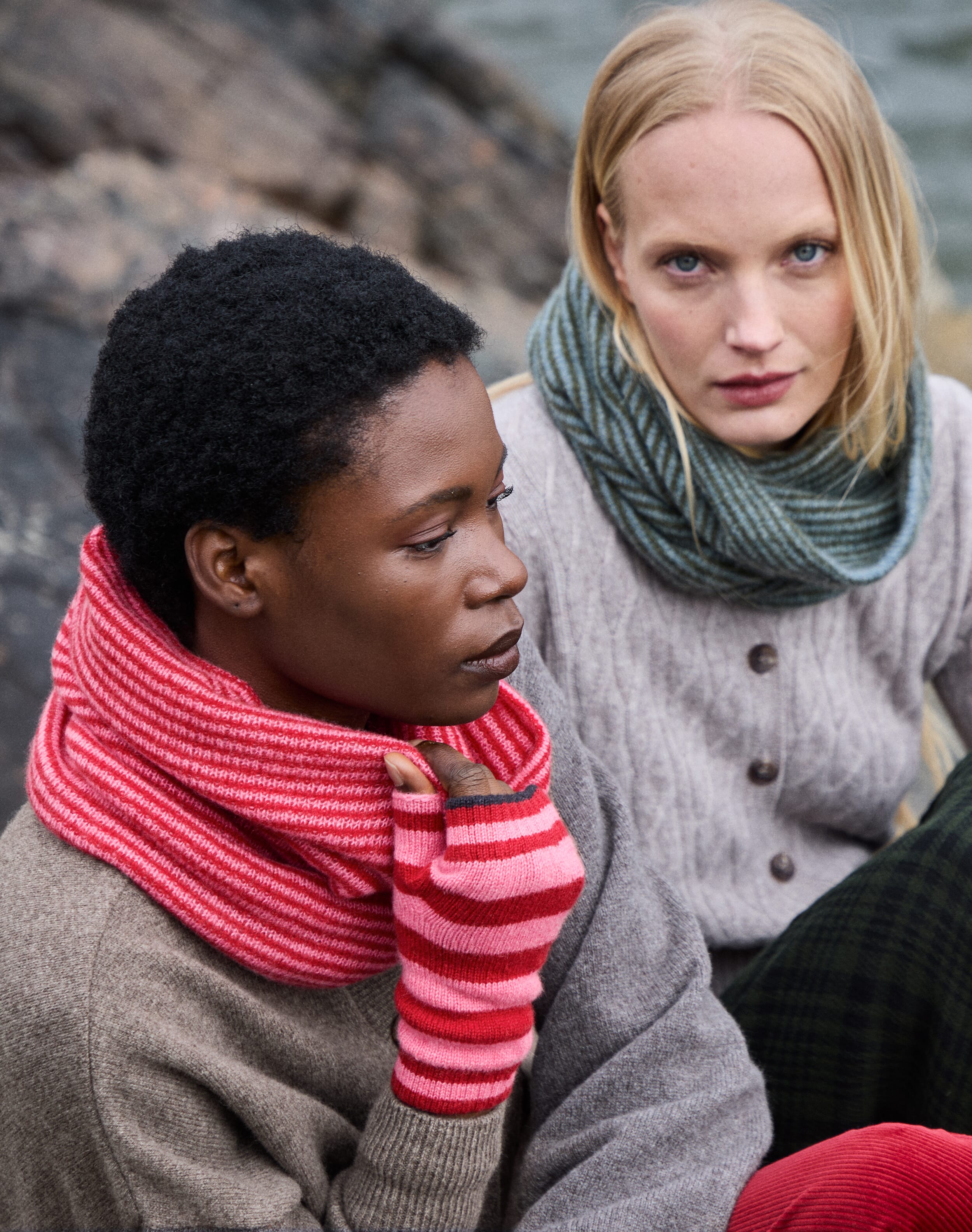 Cashmere Gauzy Stripe Snood