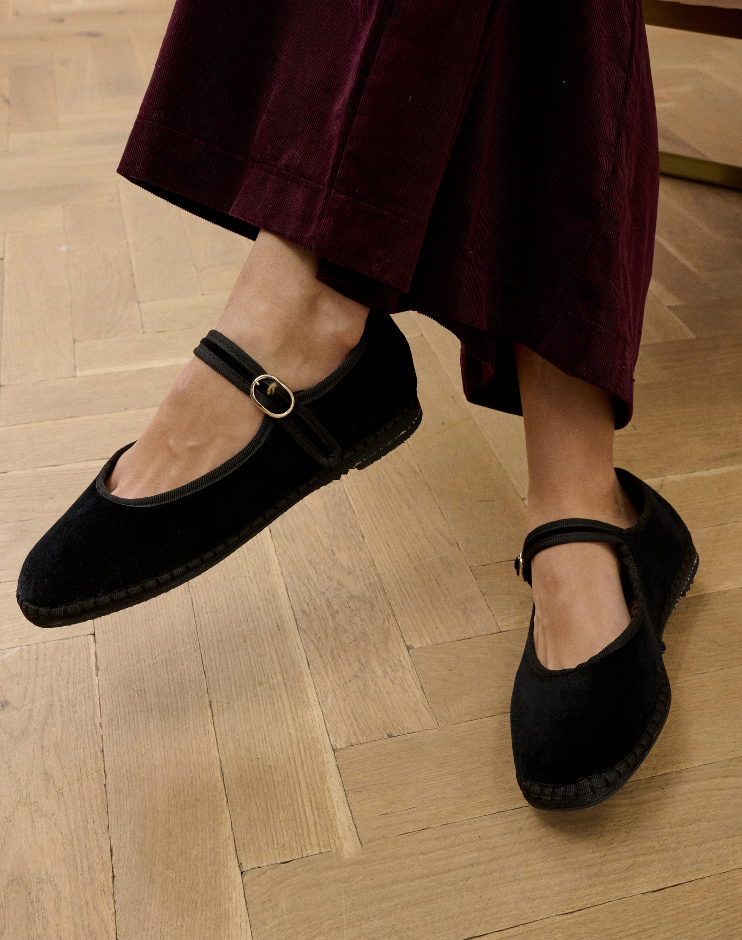 Velvet Mary Janes