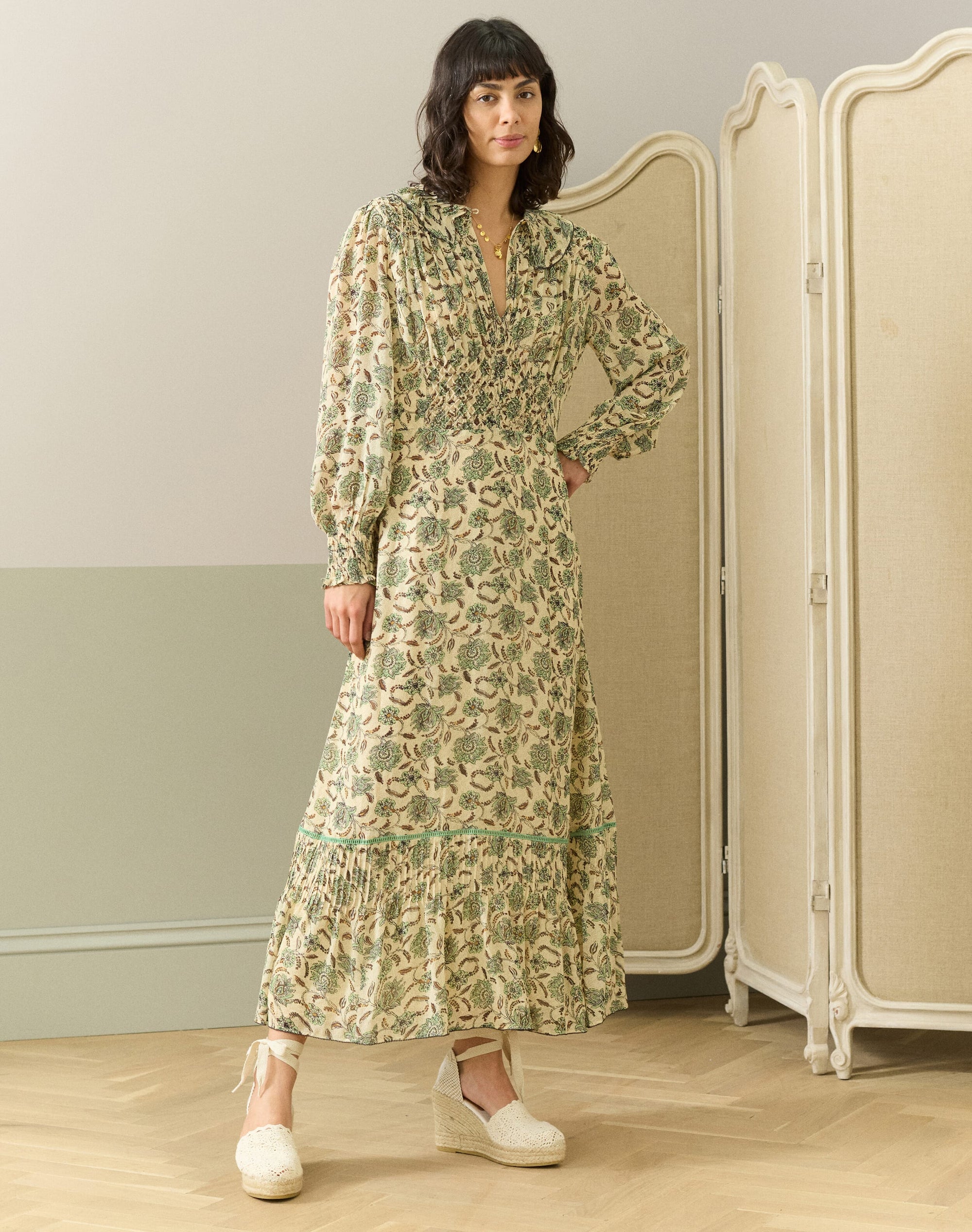 Silk Botanical Print Dress