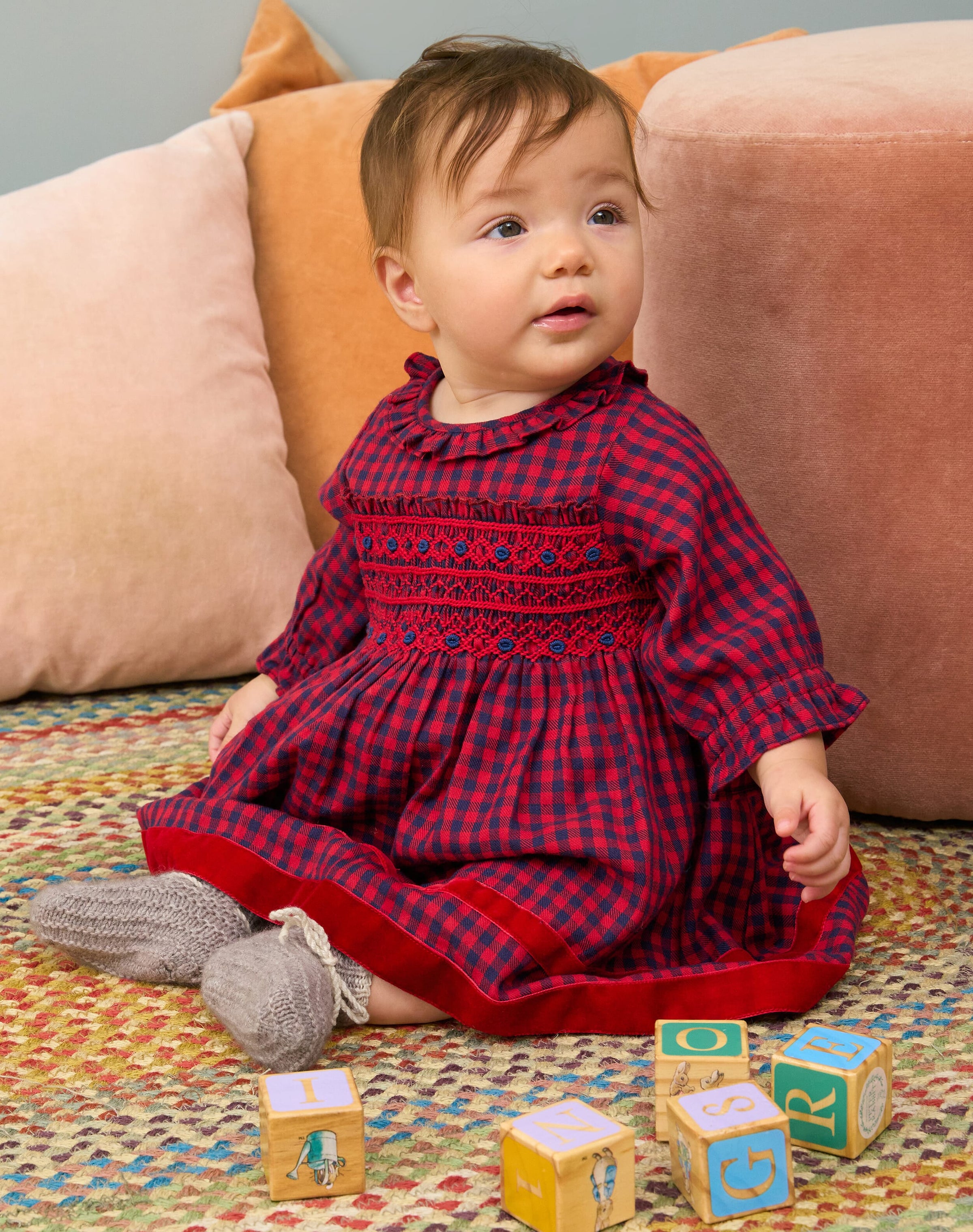 Brushed Cotton Gingham Baby Dress