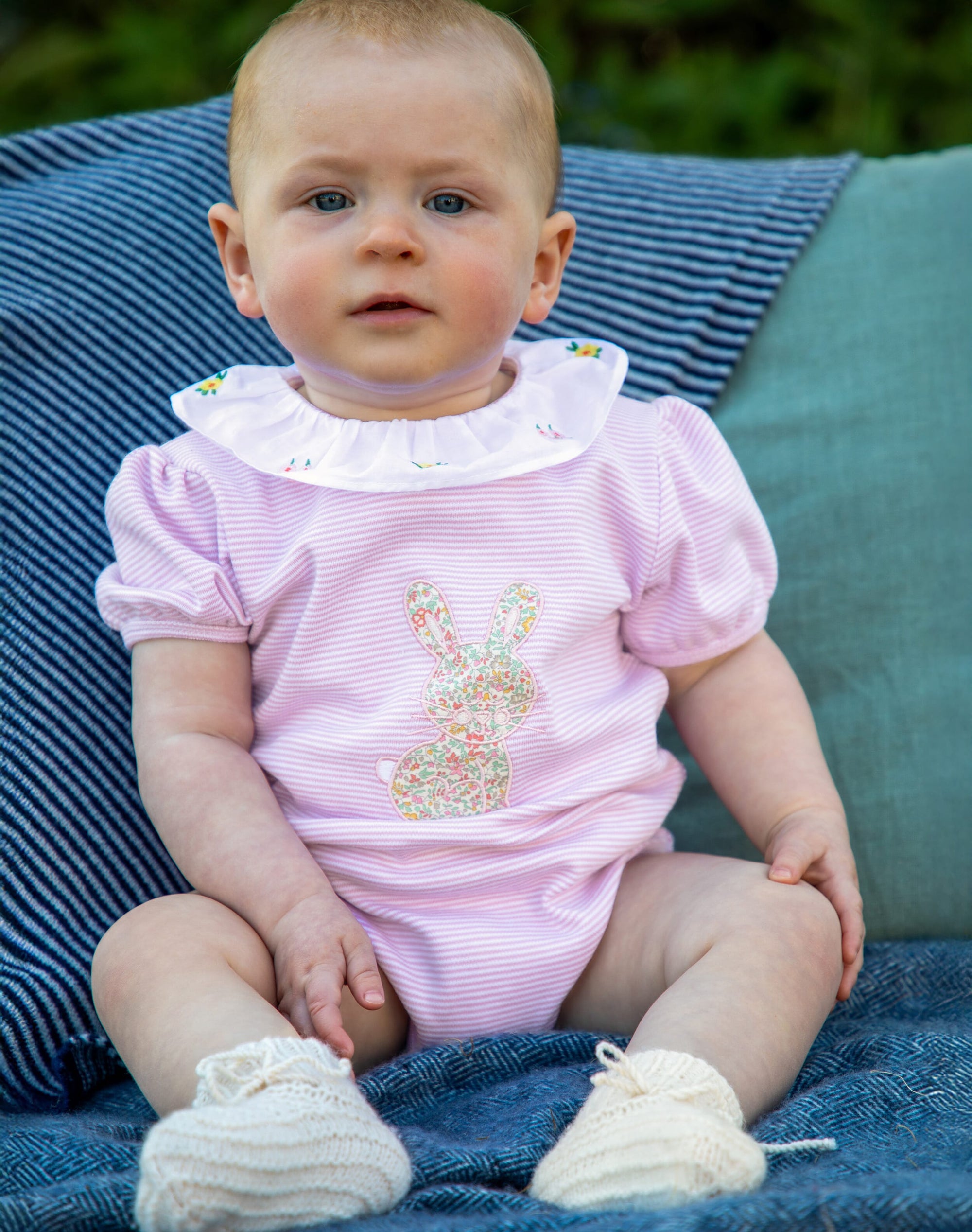 Liberty Print Frill Collar Babygro