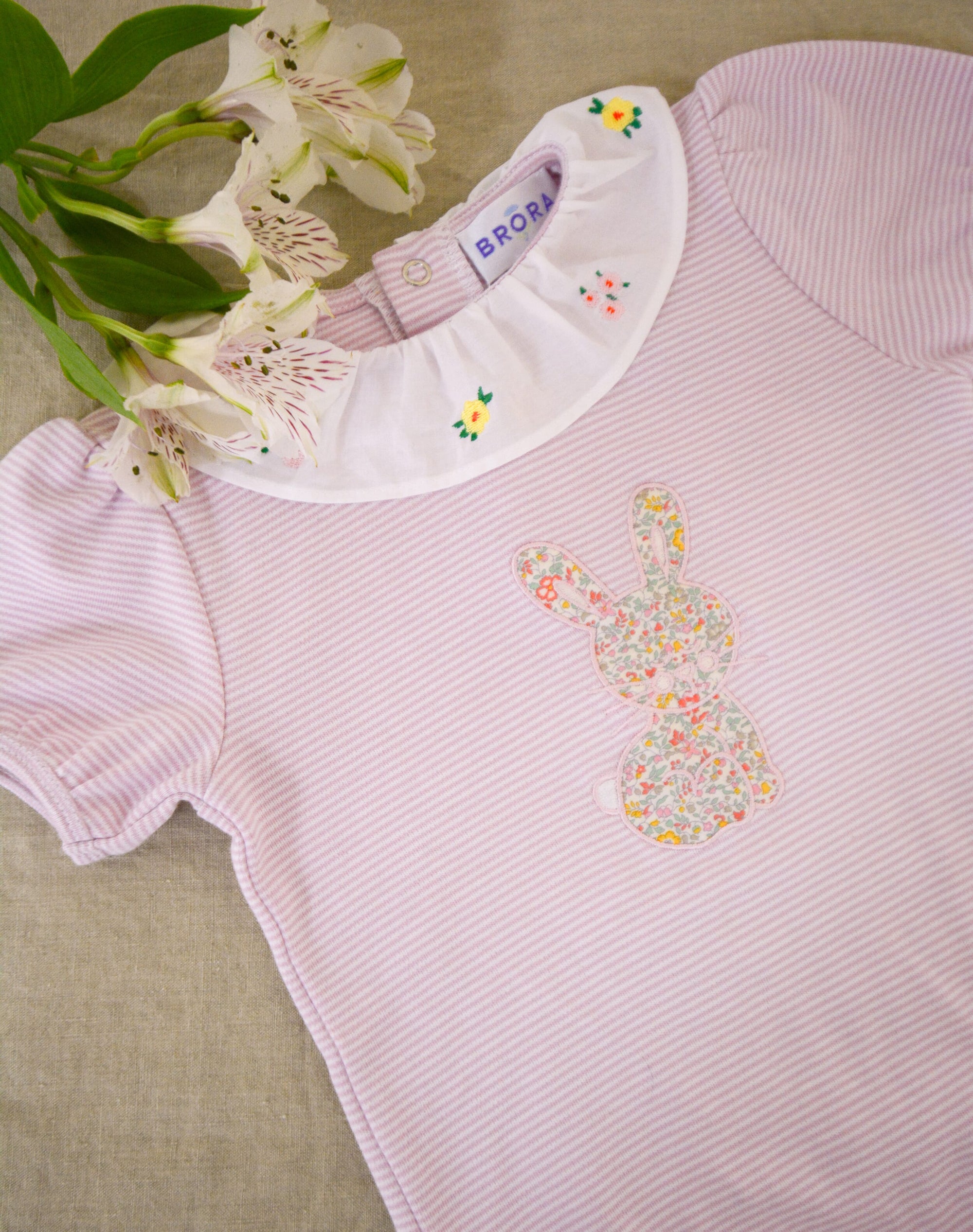 Liberty Print Frill Collar Babygro
