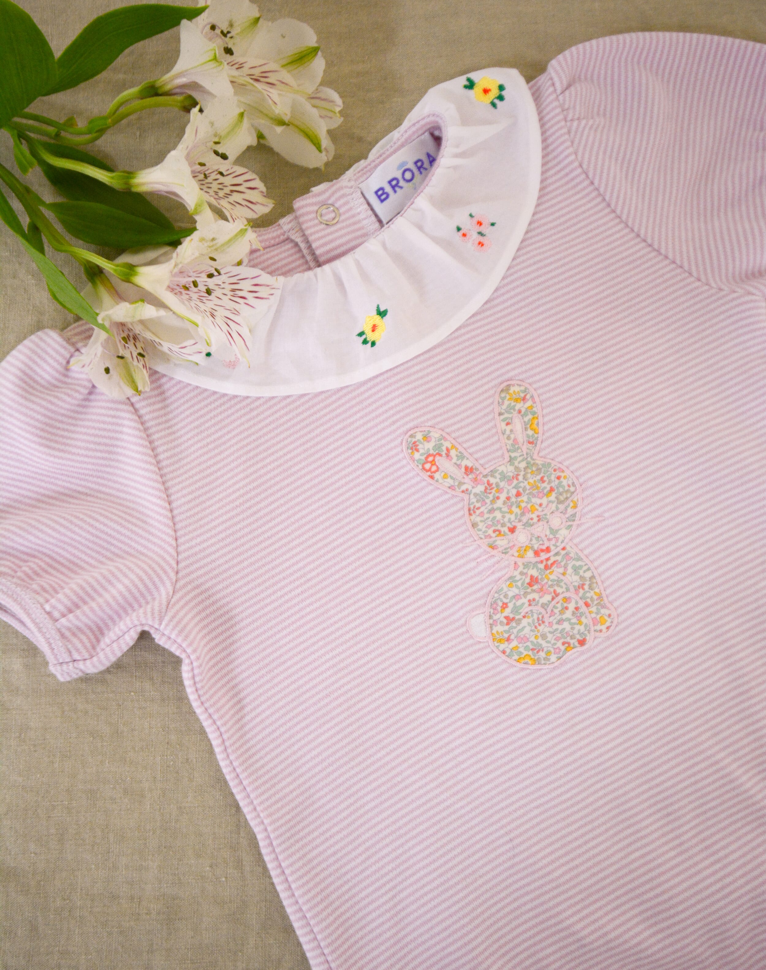 Liberty Print Frill Collar Babygro