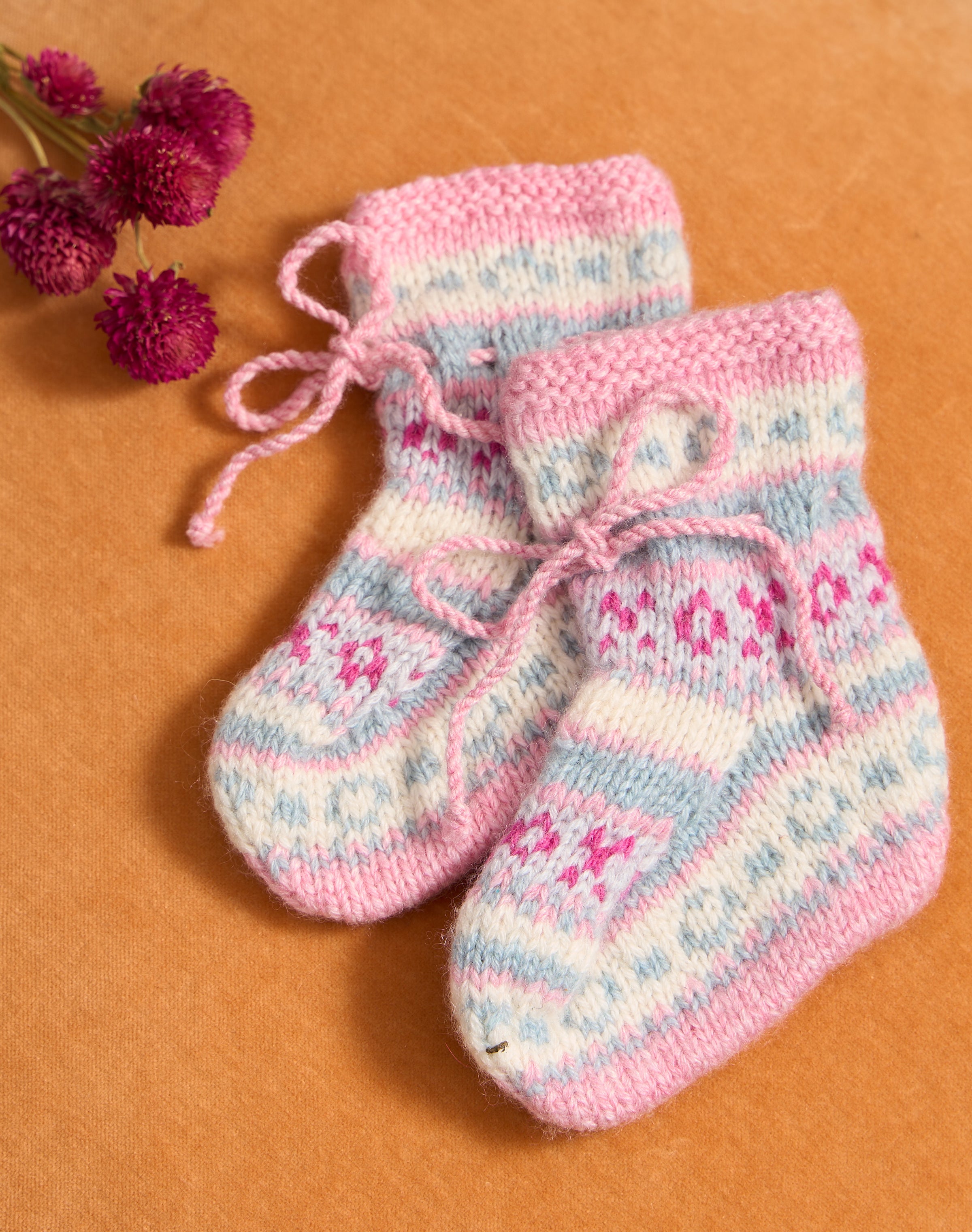 Cashmere Hand Knit Fair Isle Bootees