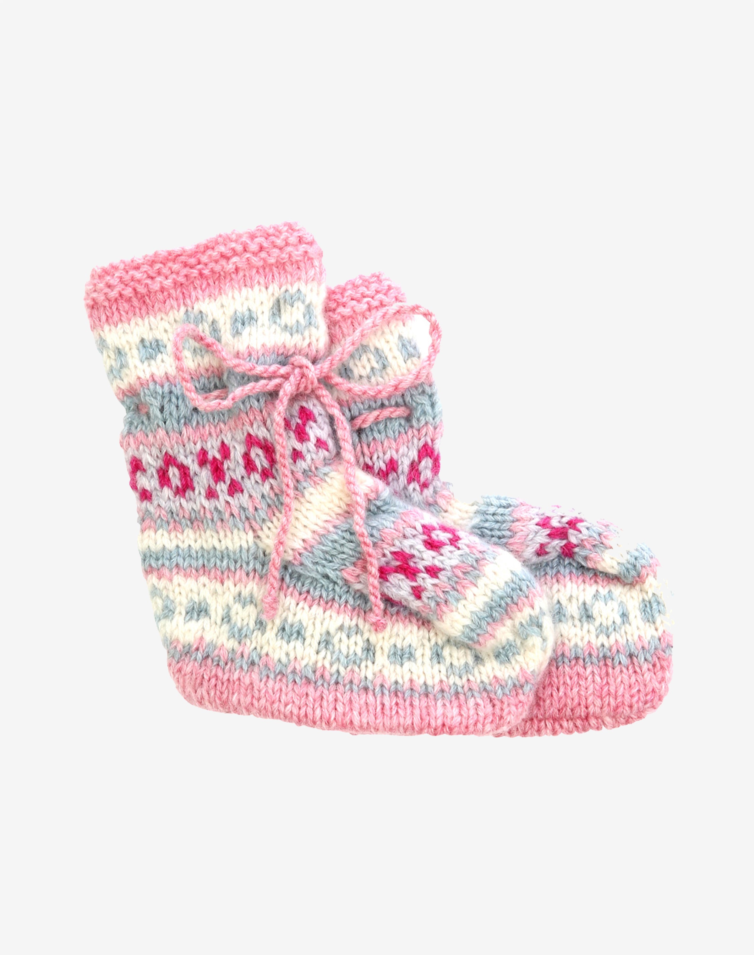 Cashmere Hand Knit Fair Isle Bootees