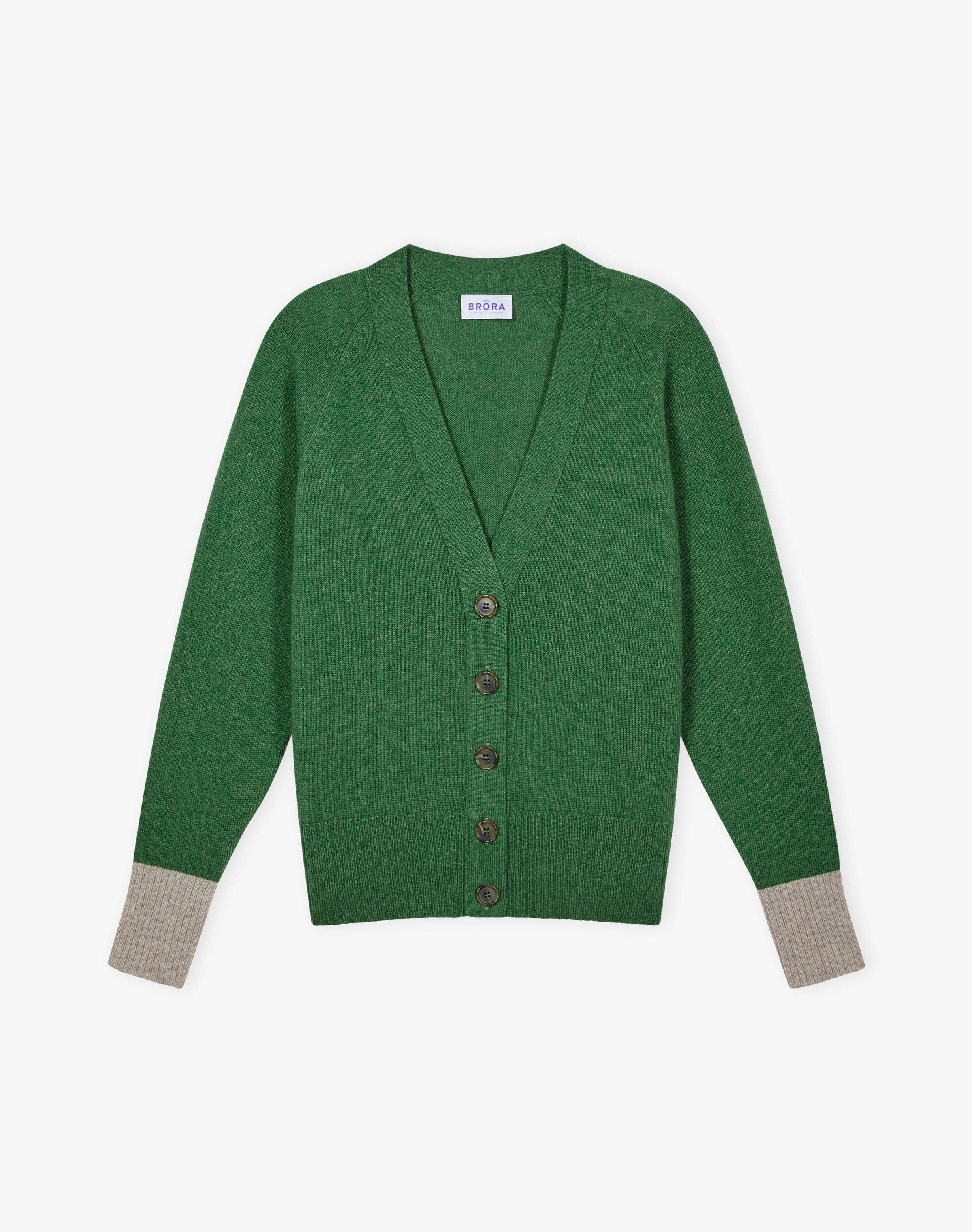 Cashmere Contrast Cuff Cardigan