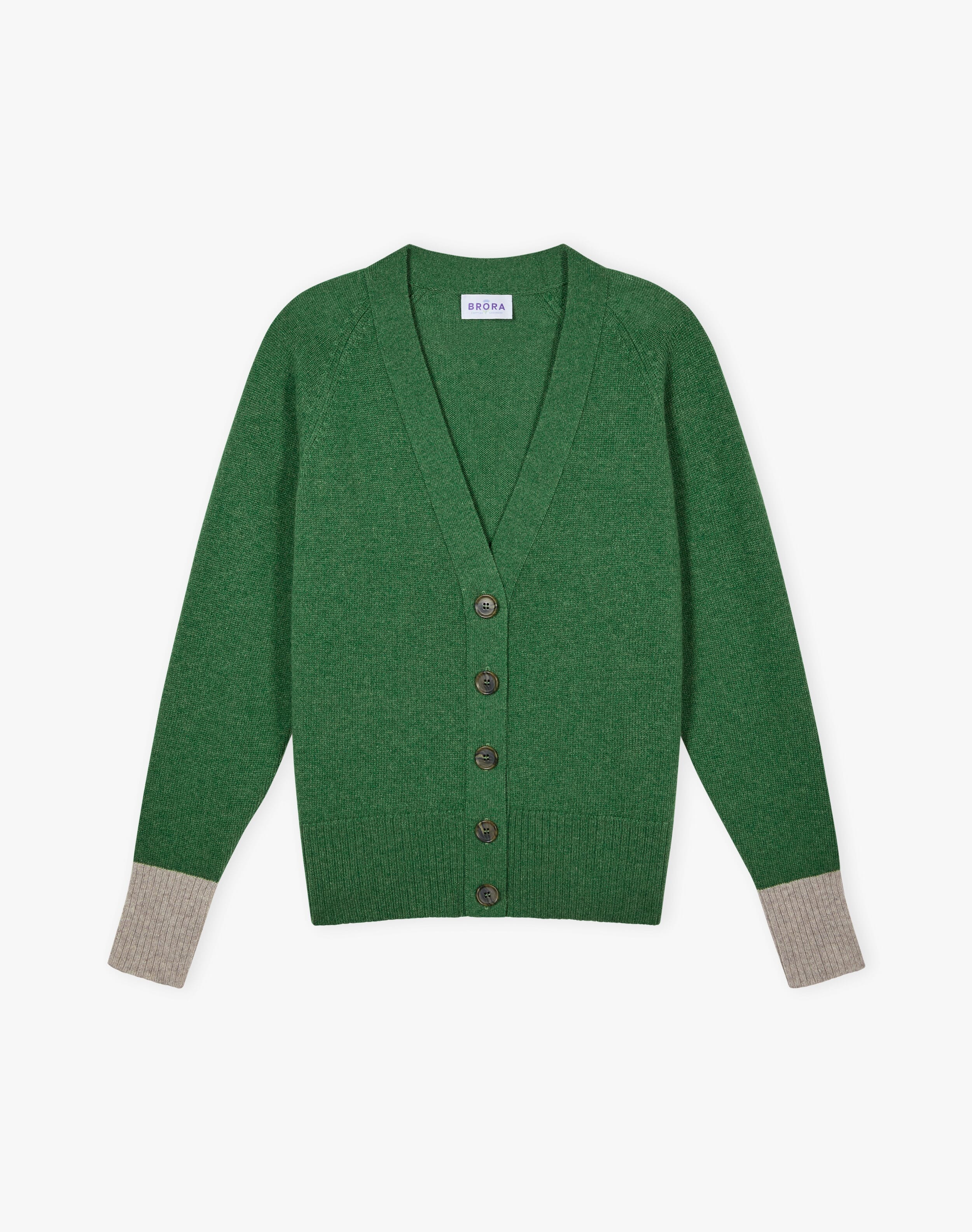 Cashmere Contrast Cuff Cardigan