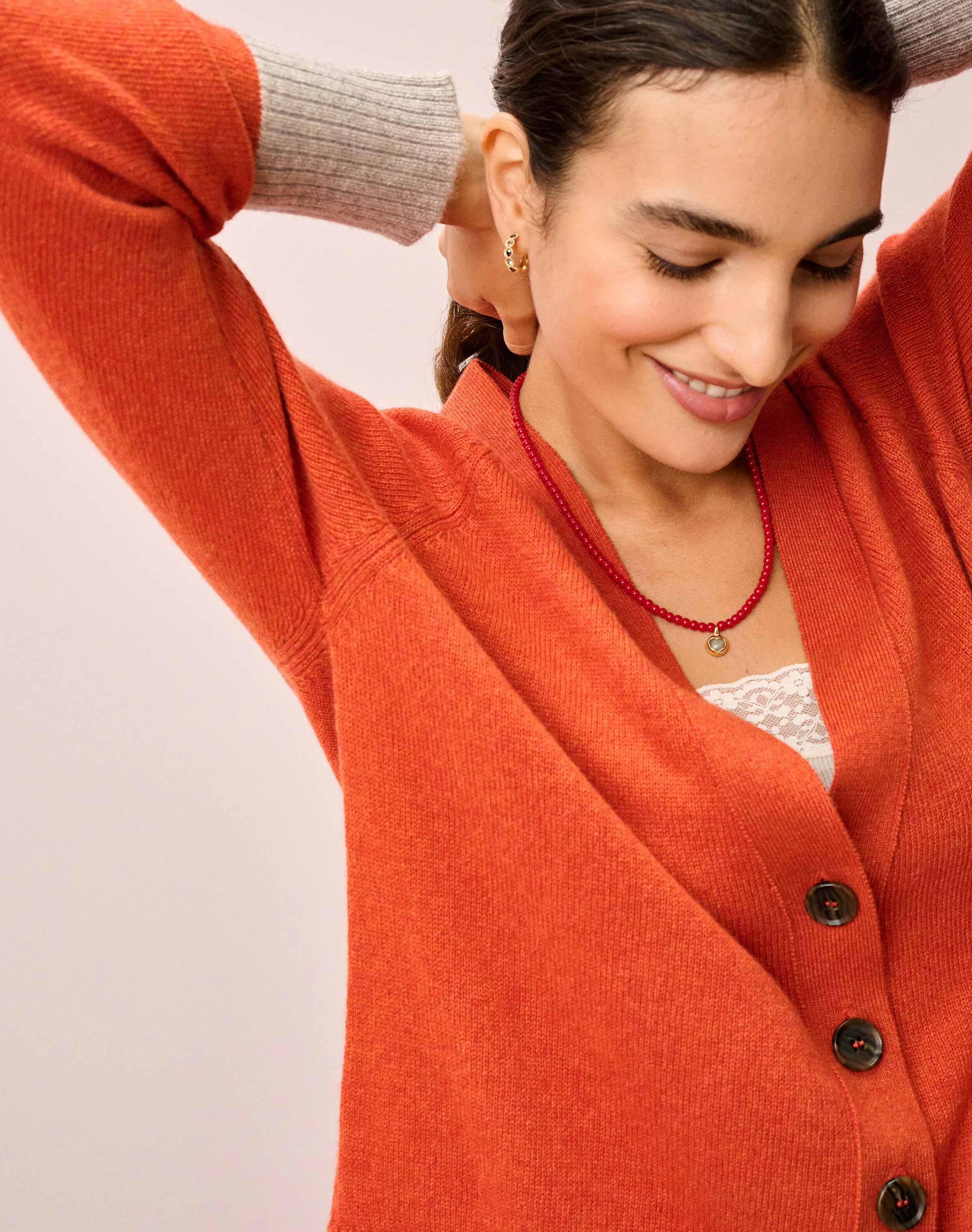 Cashmere Contrast Cuff Cardigan