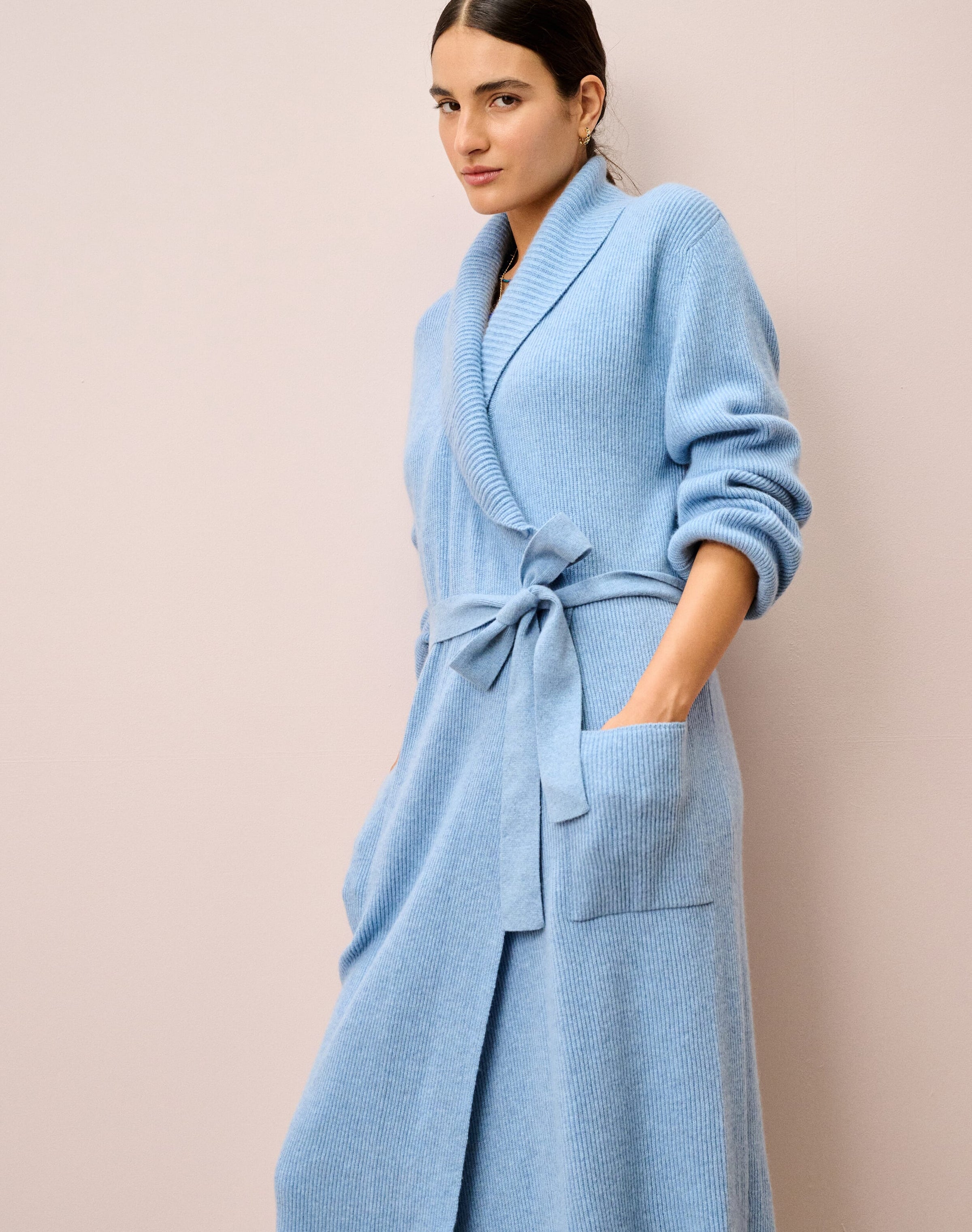 Cashmere Ribbed Dressing Gown