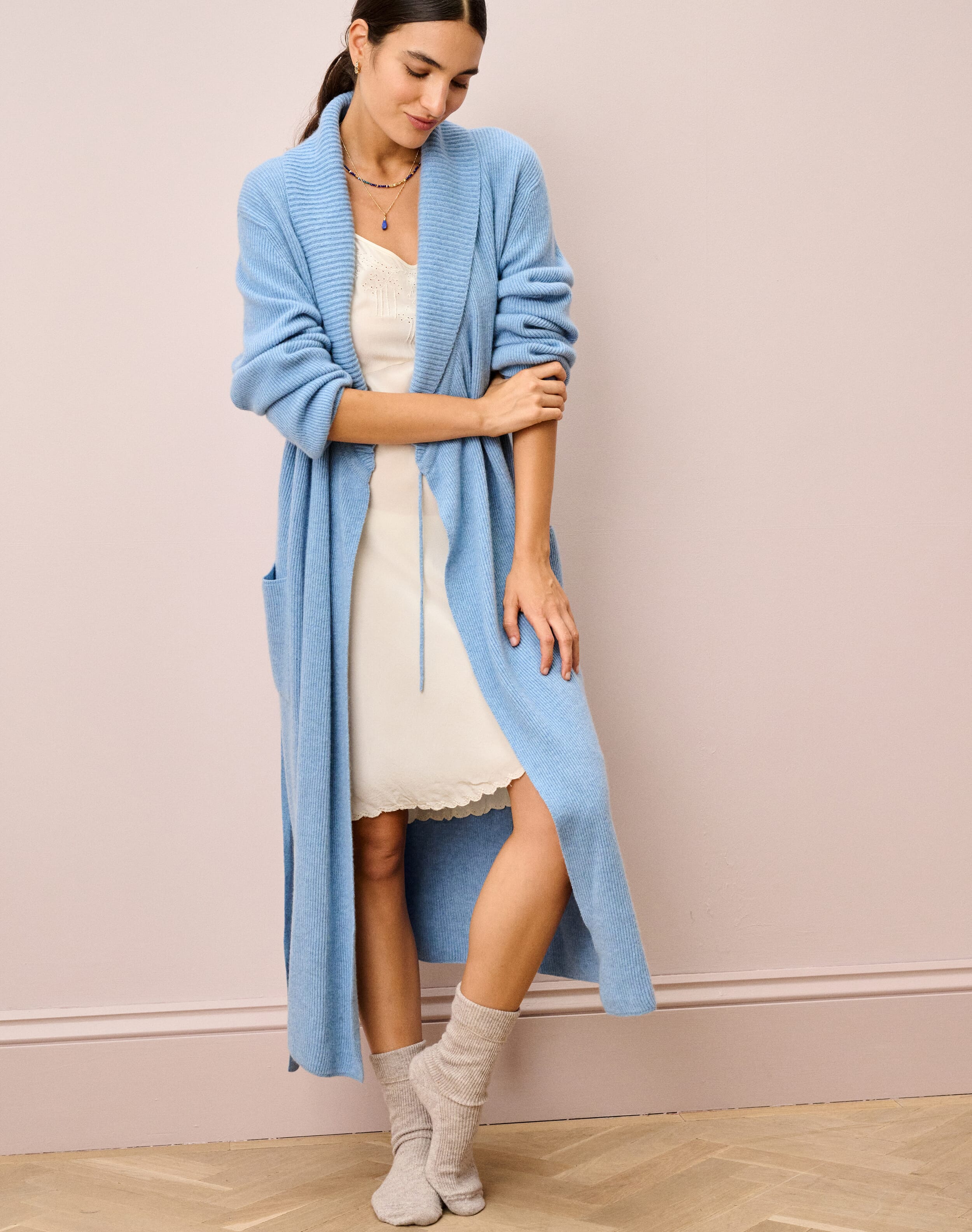 Cashmere Ribbed Dressing Gown