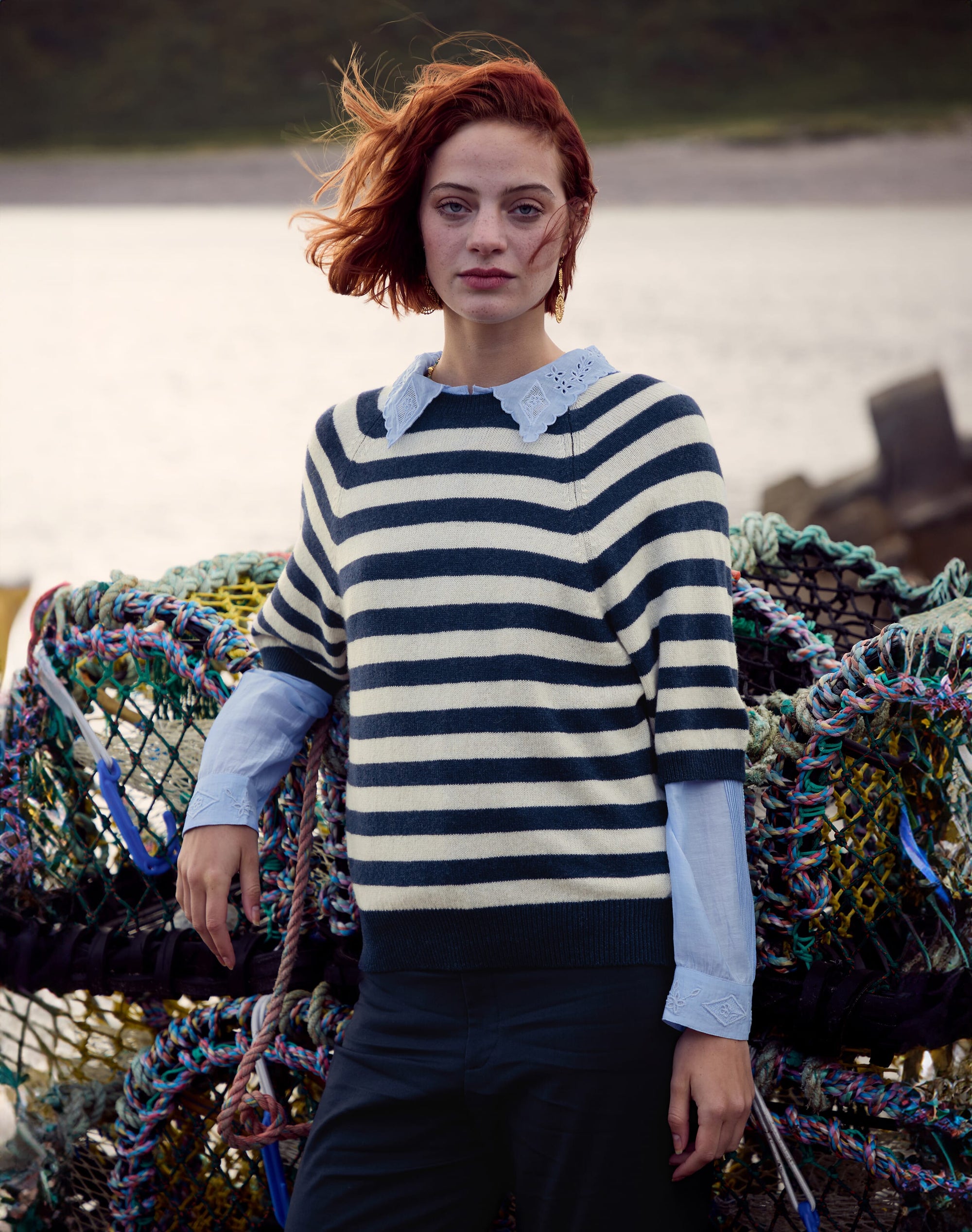 Cashmere Slouchy Breton T-Shirt