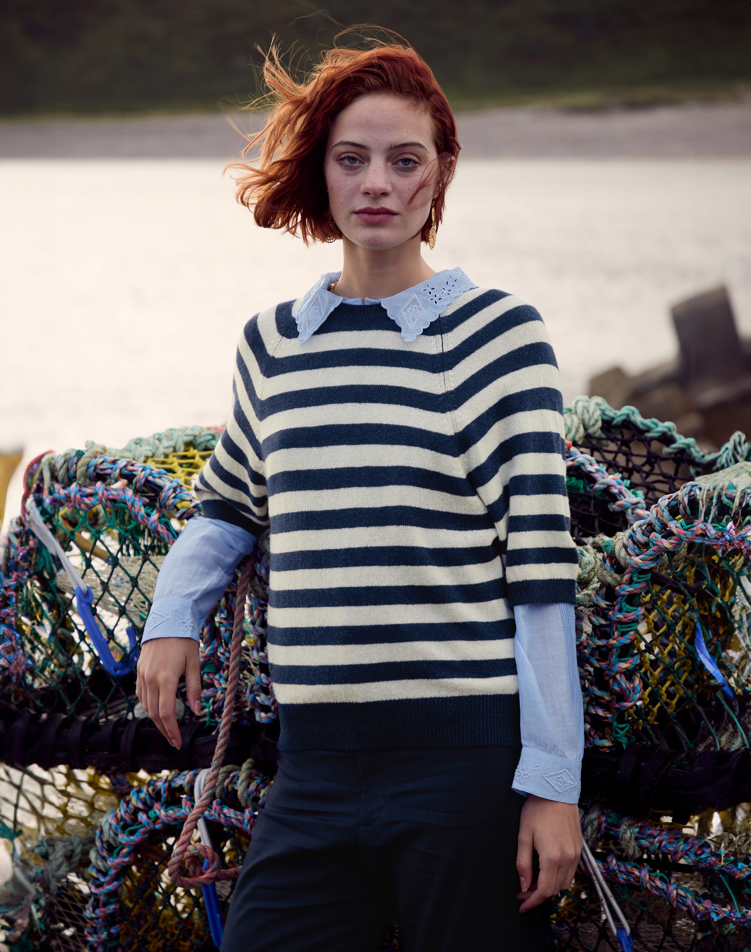Cashmere Slouchy Breton T-Shirt