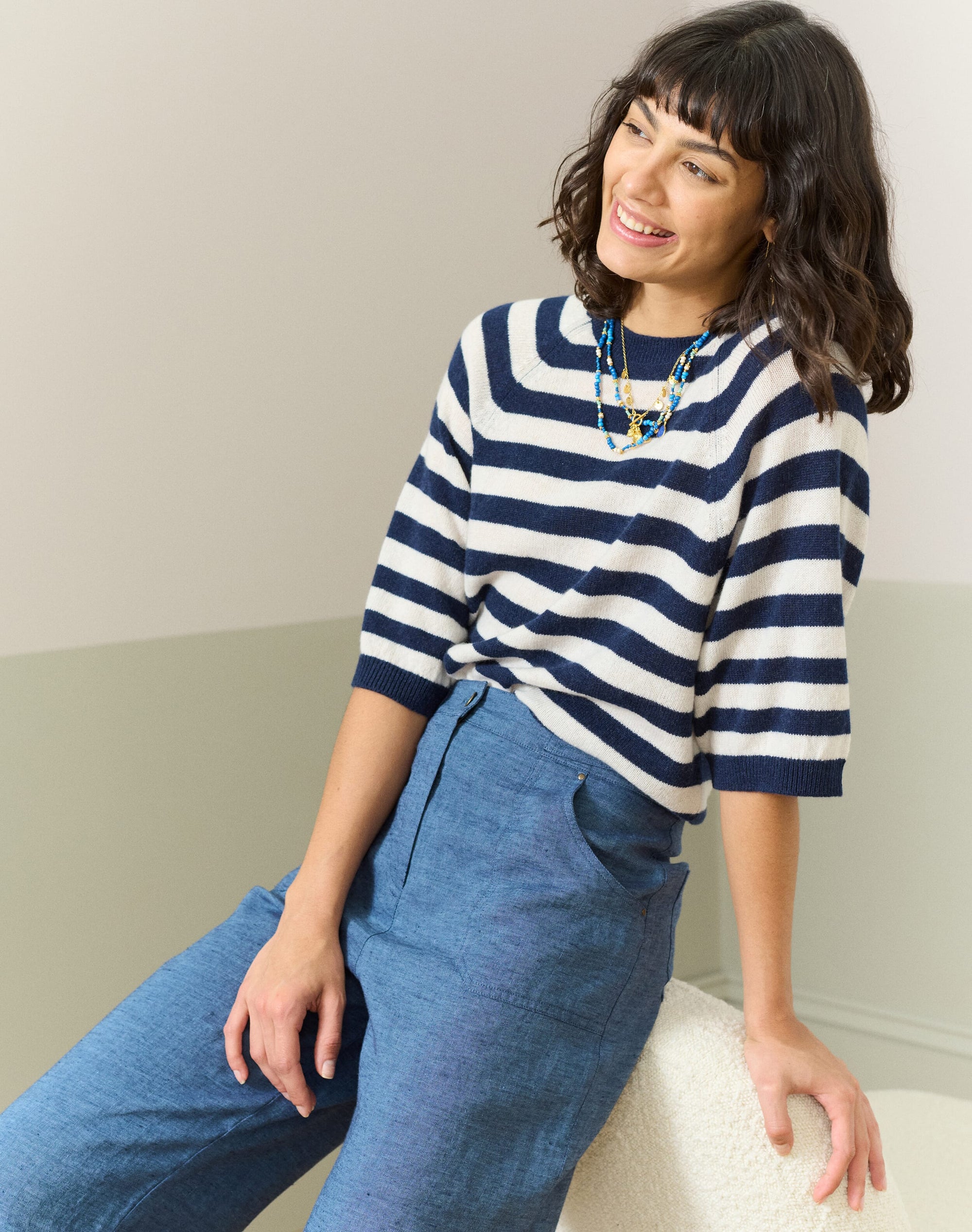 Cashmere Slouchy Breton T-Shirt