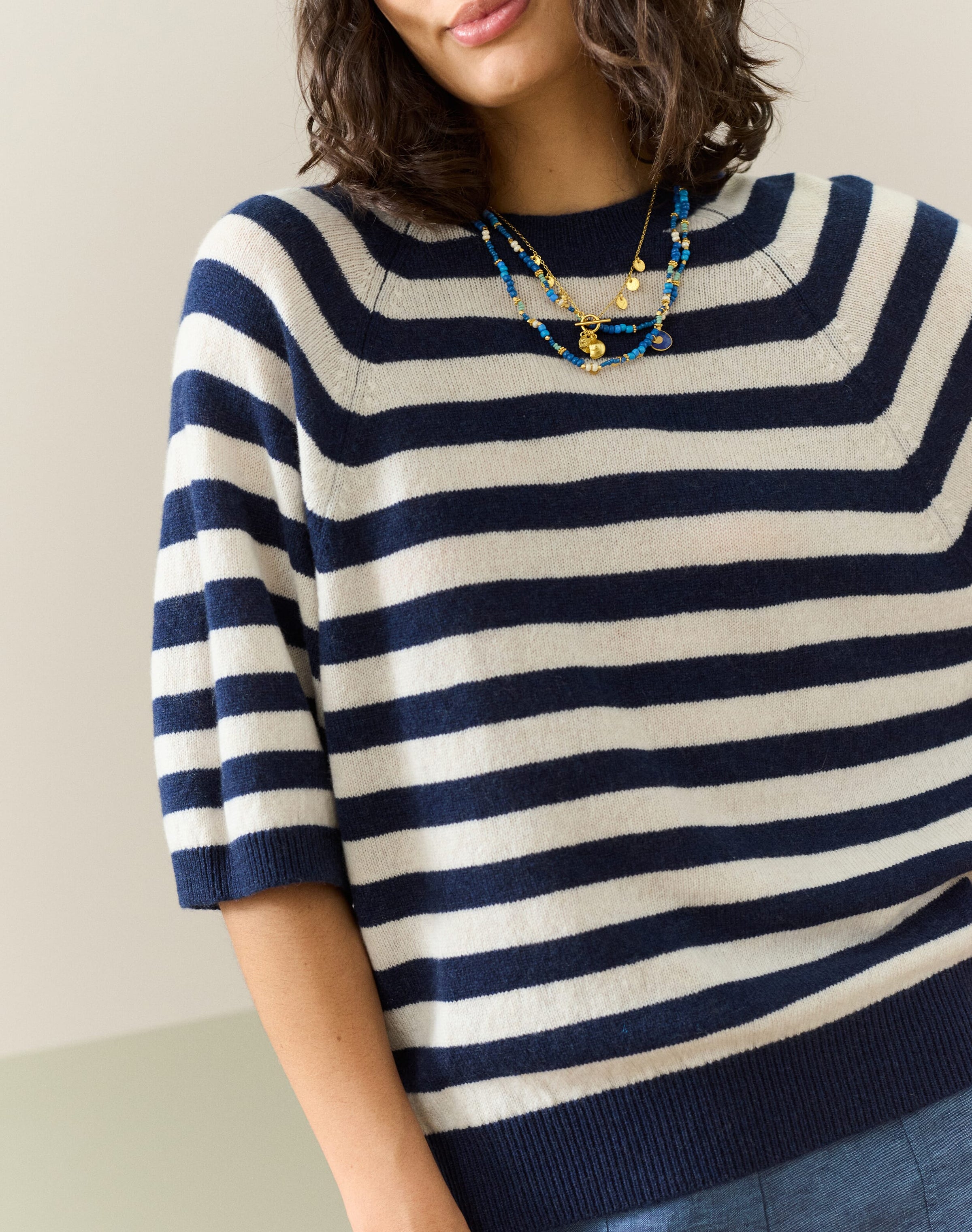 Cashmere Slouchy Breton T-Shirt