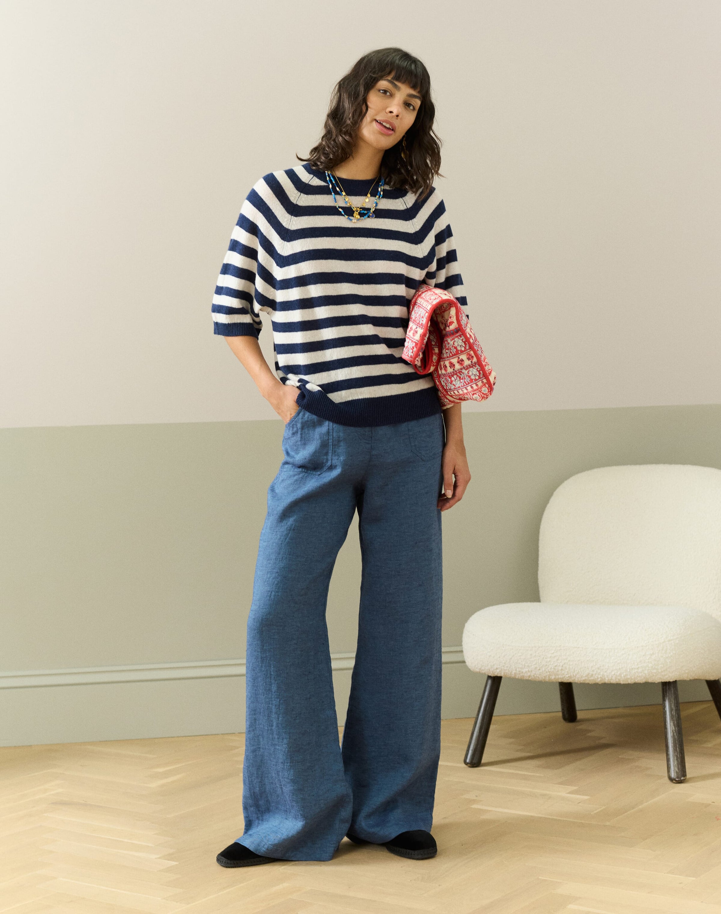 Cashmere Slouchy Breton T-Shirt
