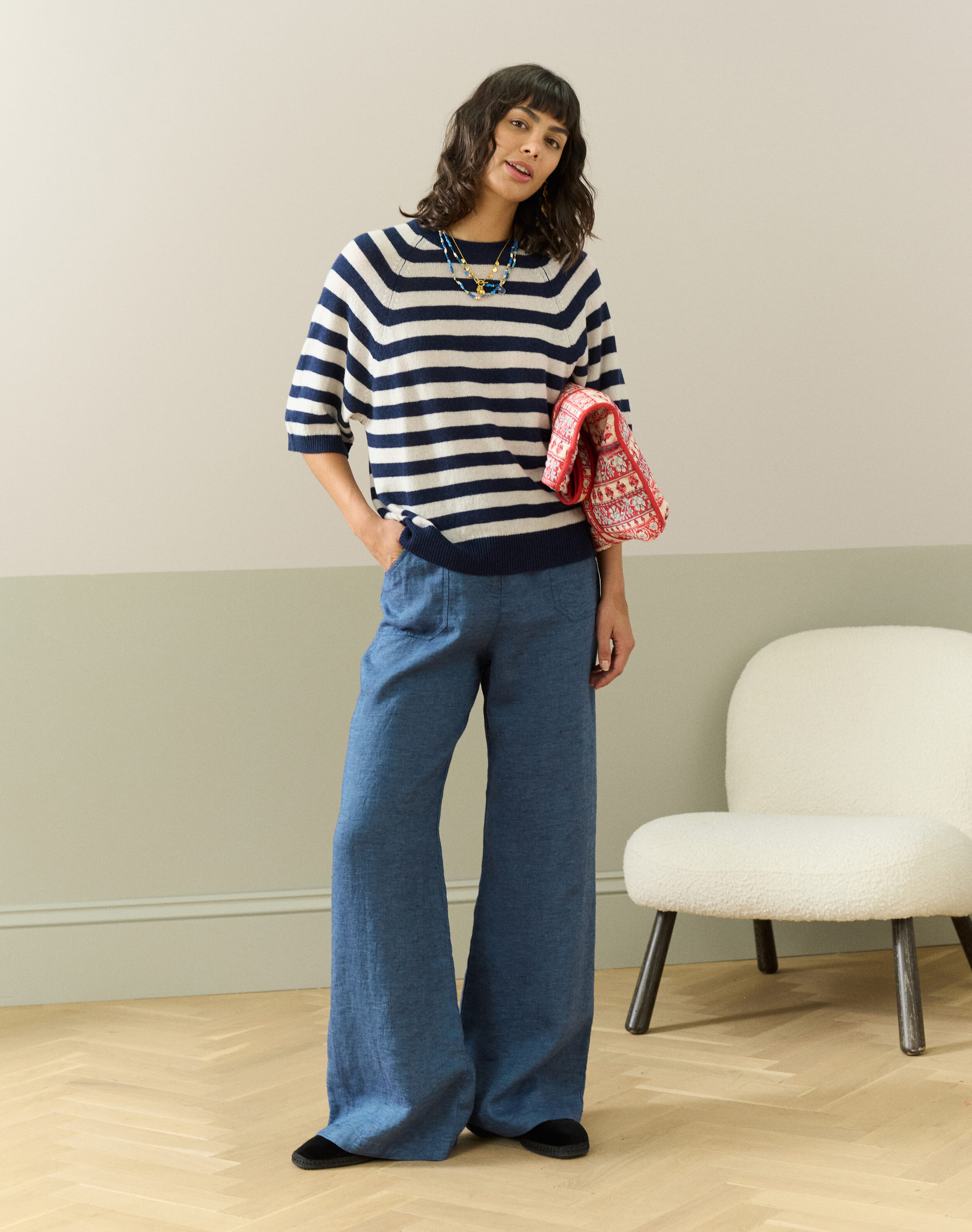 Cashmere Slouchy Breton T-Shirt