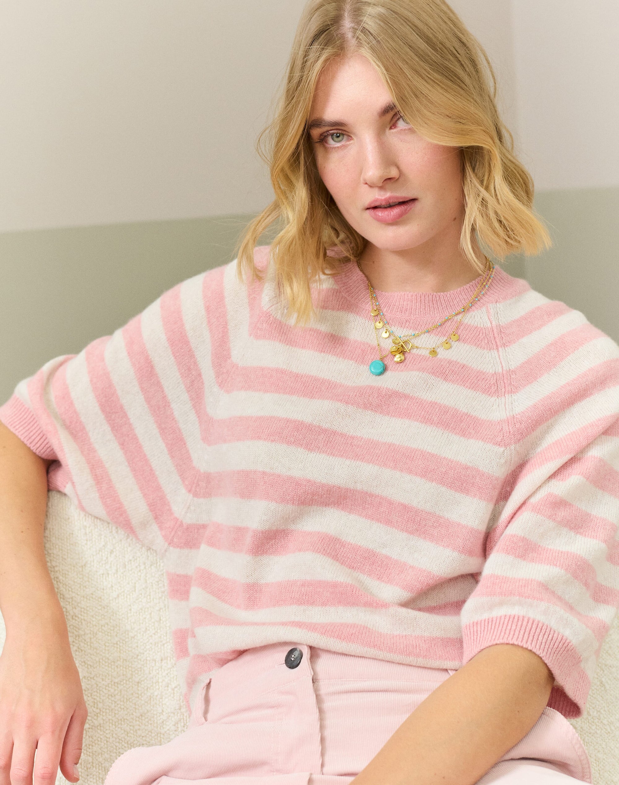 Cashmere Slouchy Breton T-Shirt