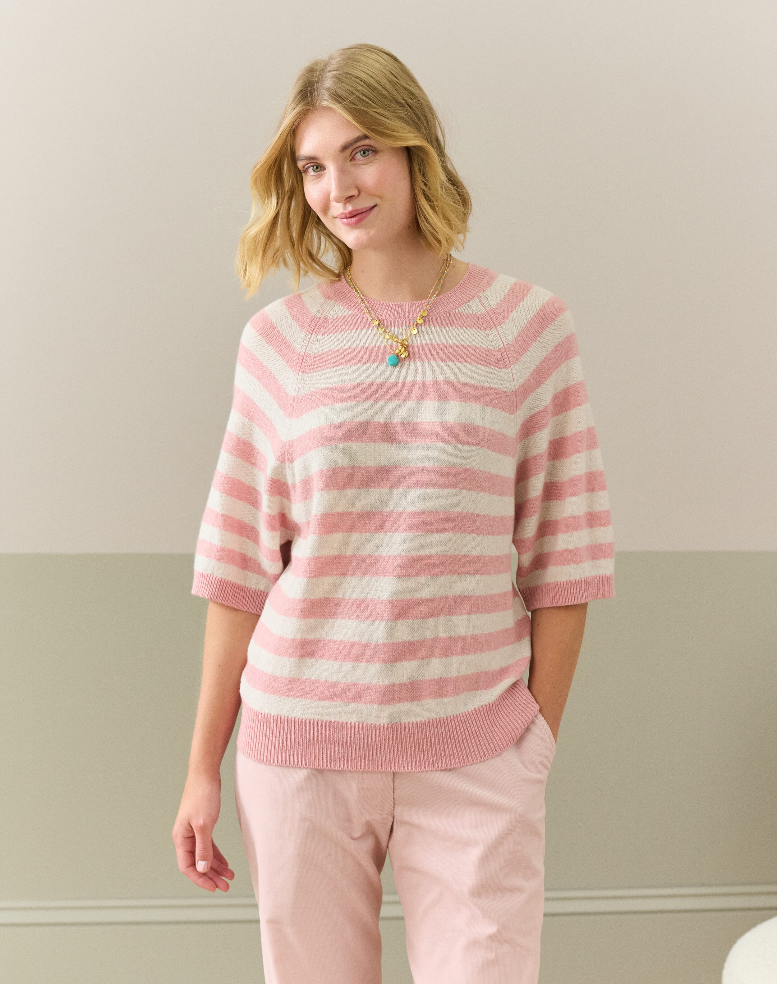 Cashmere Slouchy Breton T-Shirt