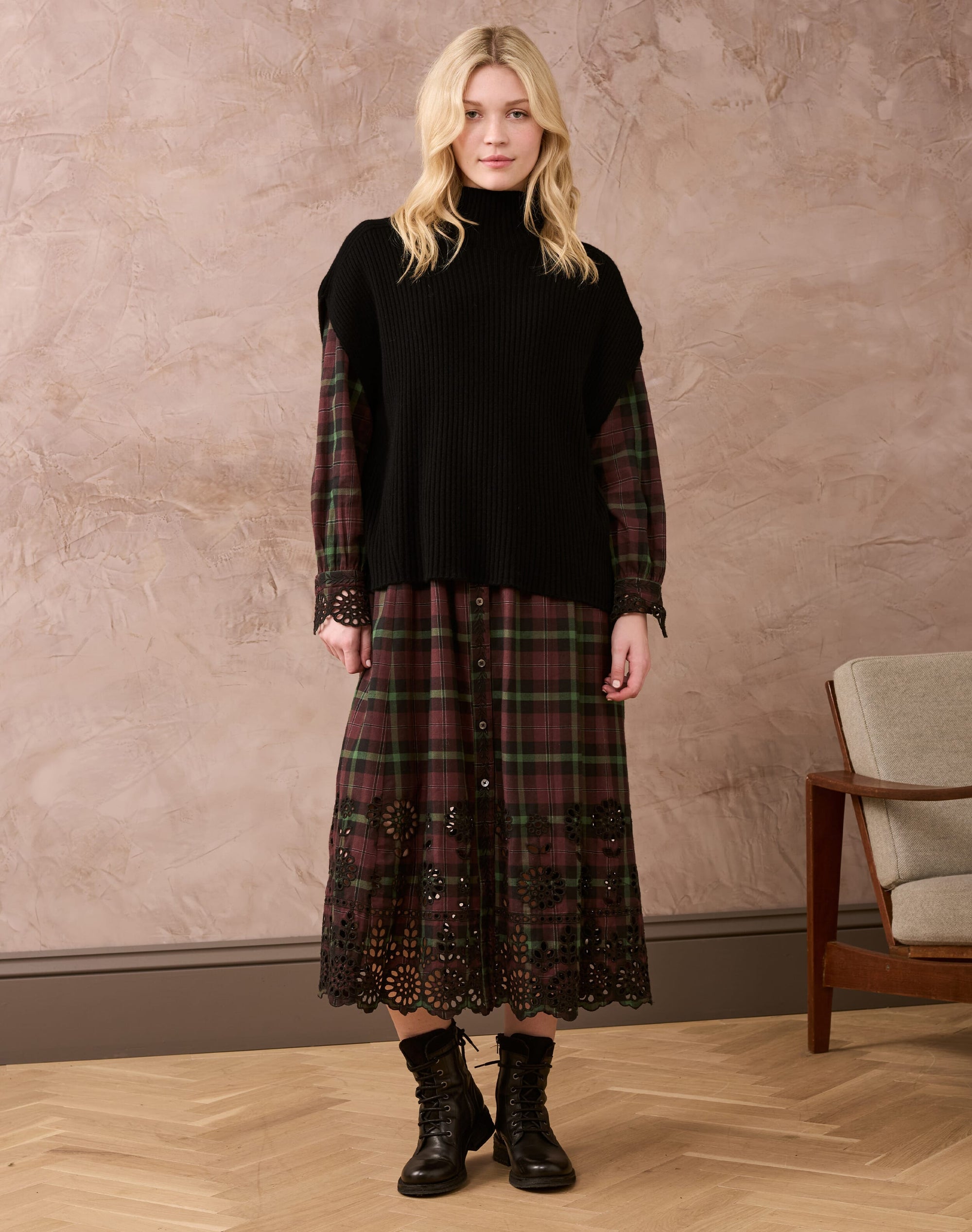 Cashmere Ribbed Poncho