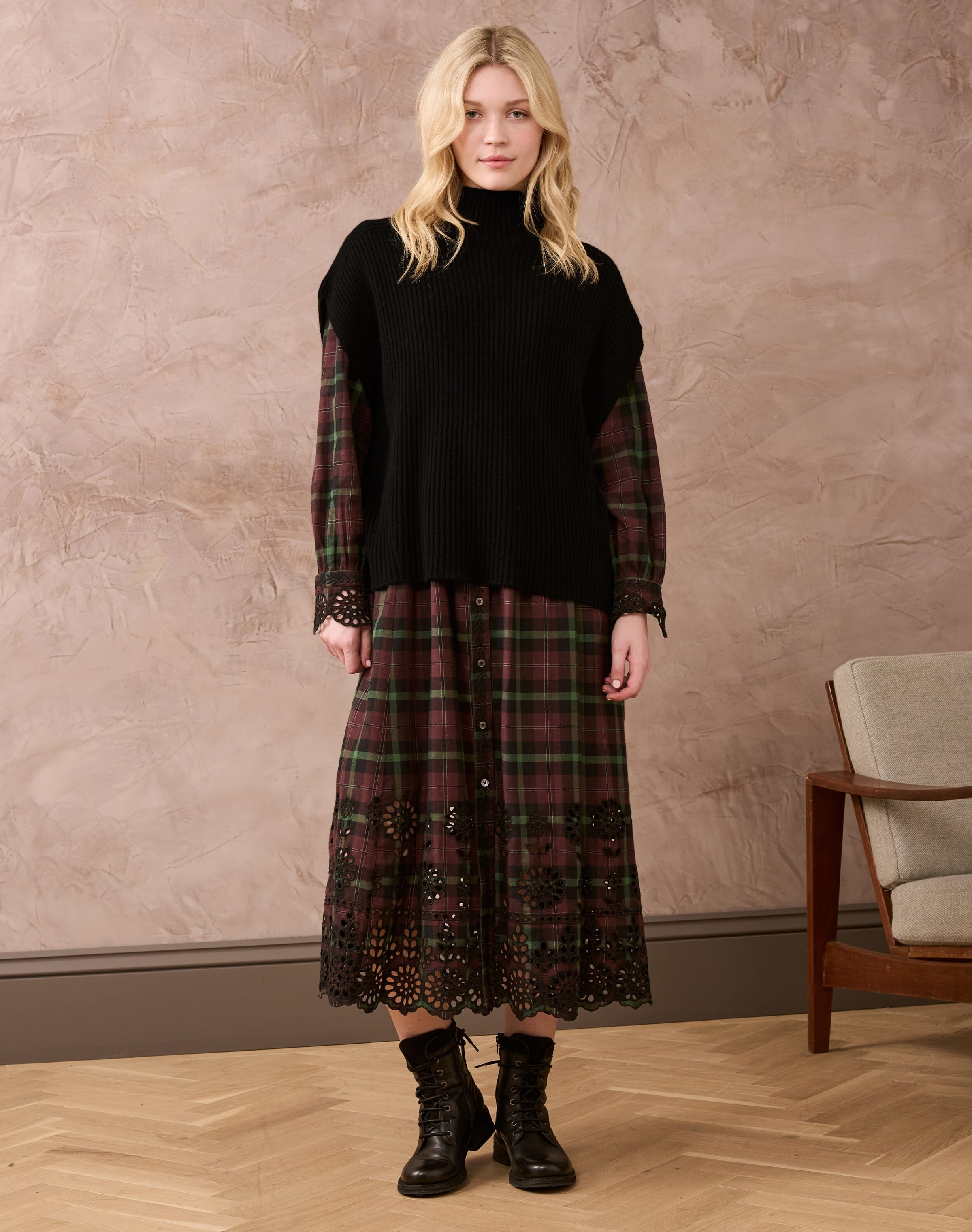 Cashmere Ribbed Poncho