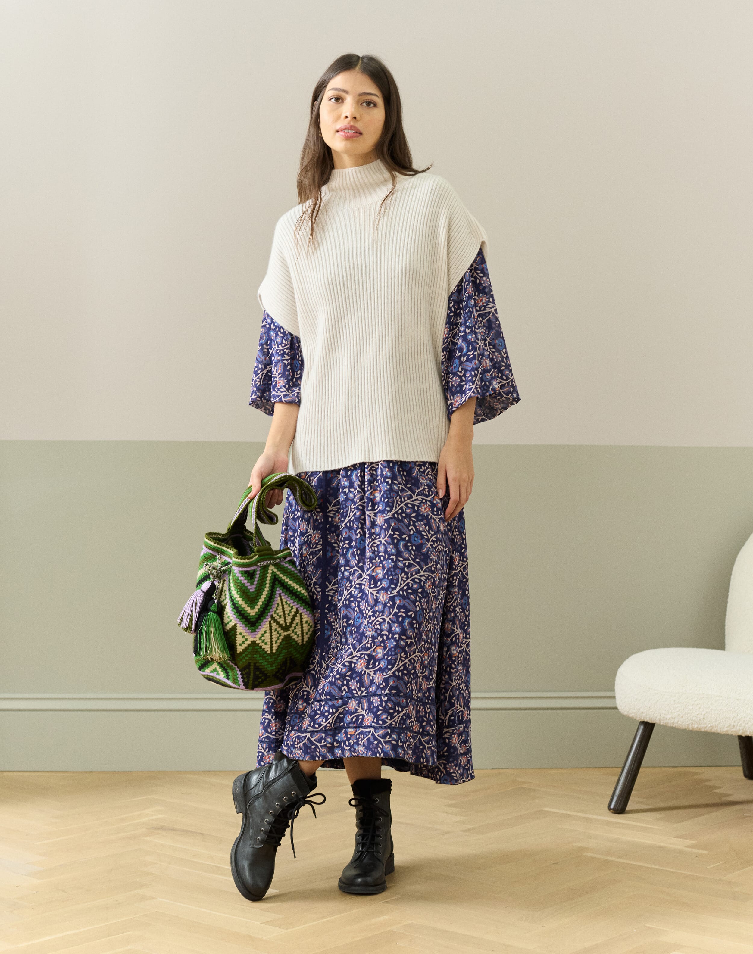 Cashmere Ribbed Poncho