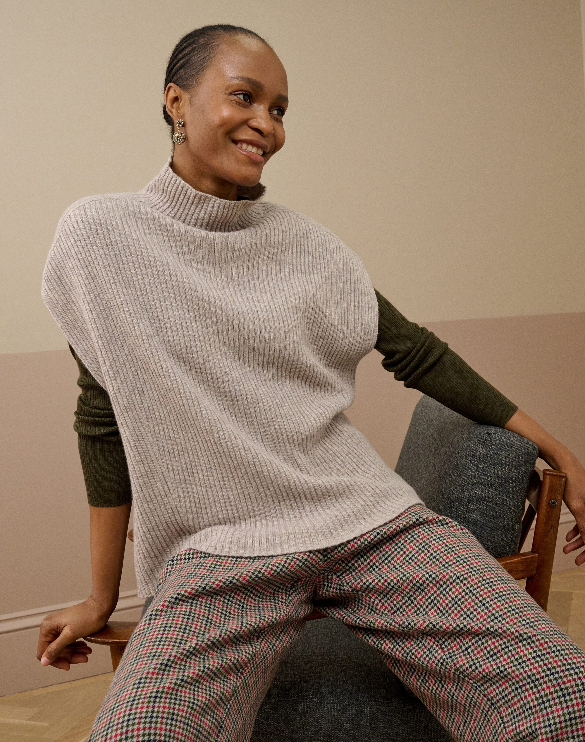Cashmere Ribbed Poncho