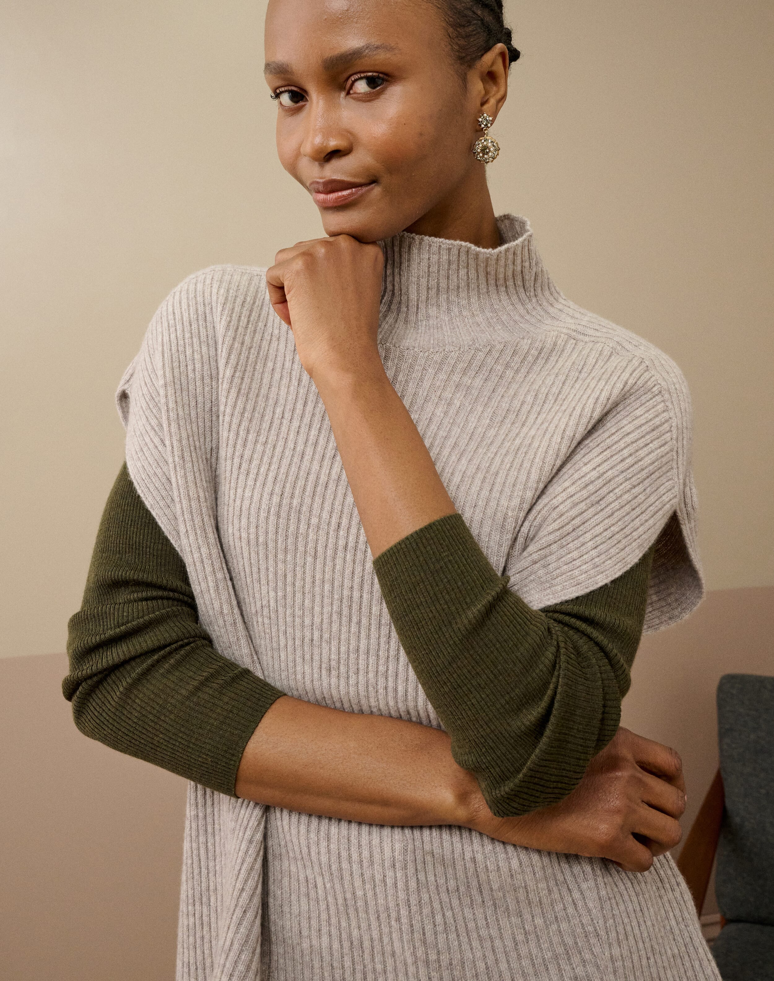 Cashmere Ribbed Poncho