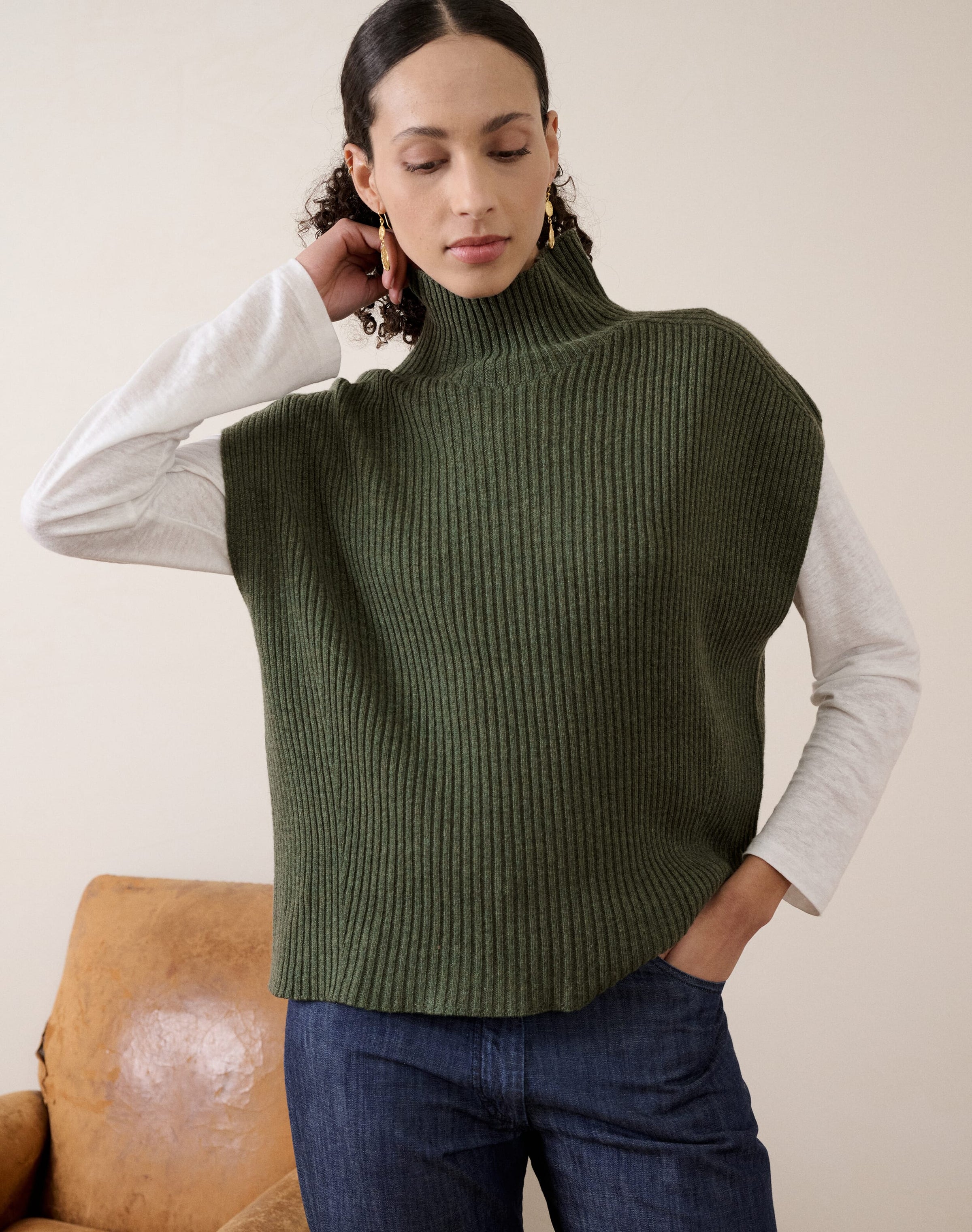 Cashmere Ribbed Poncho