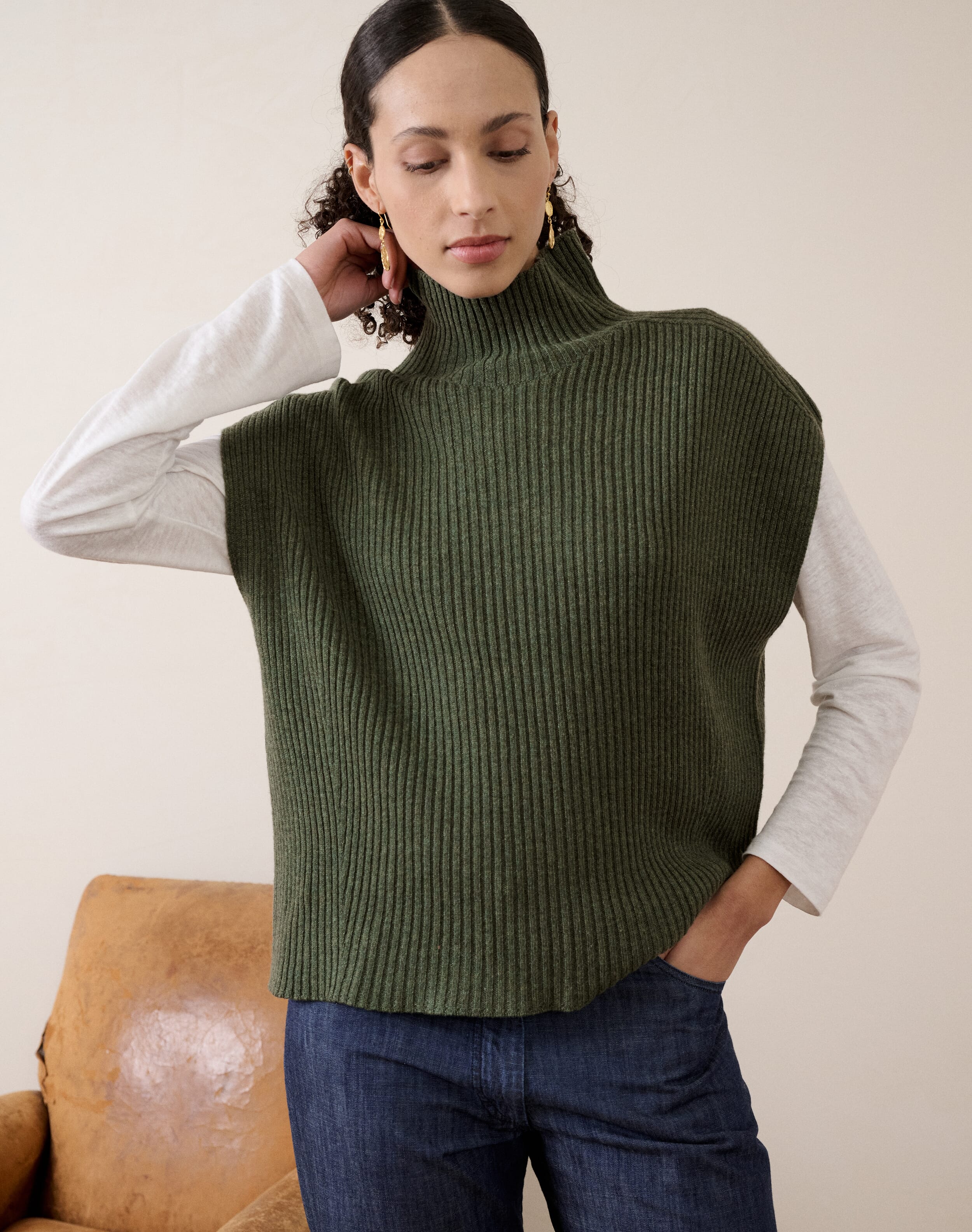 Cashmere Ribbed Poncho