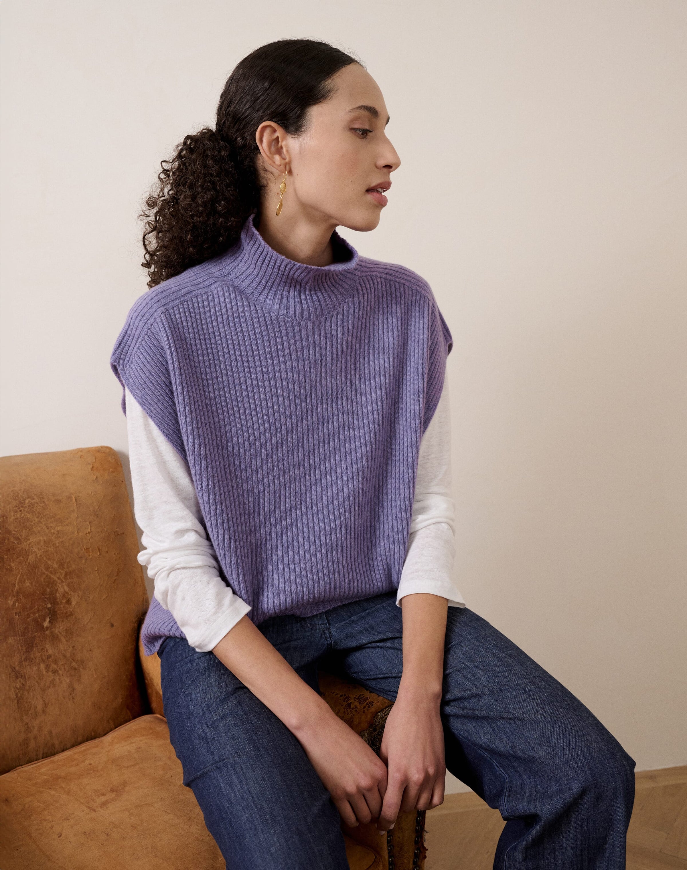 Cashmere Ribbed Poncho