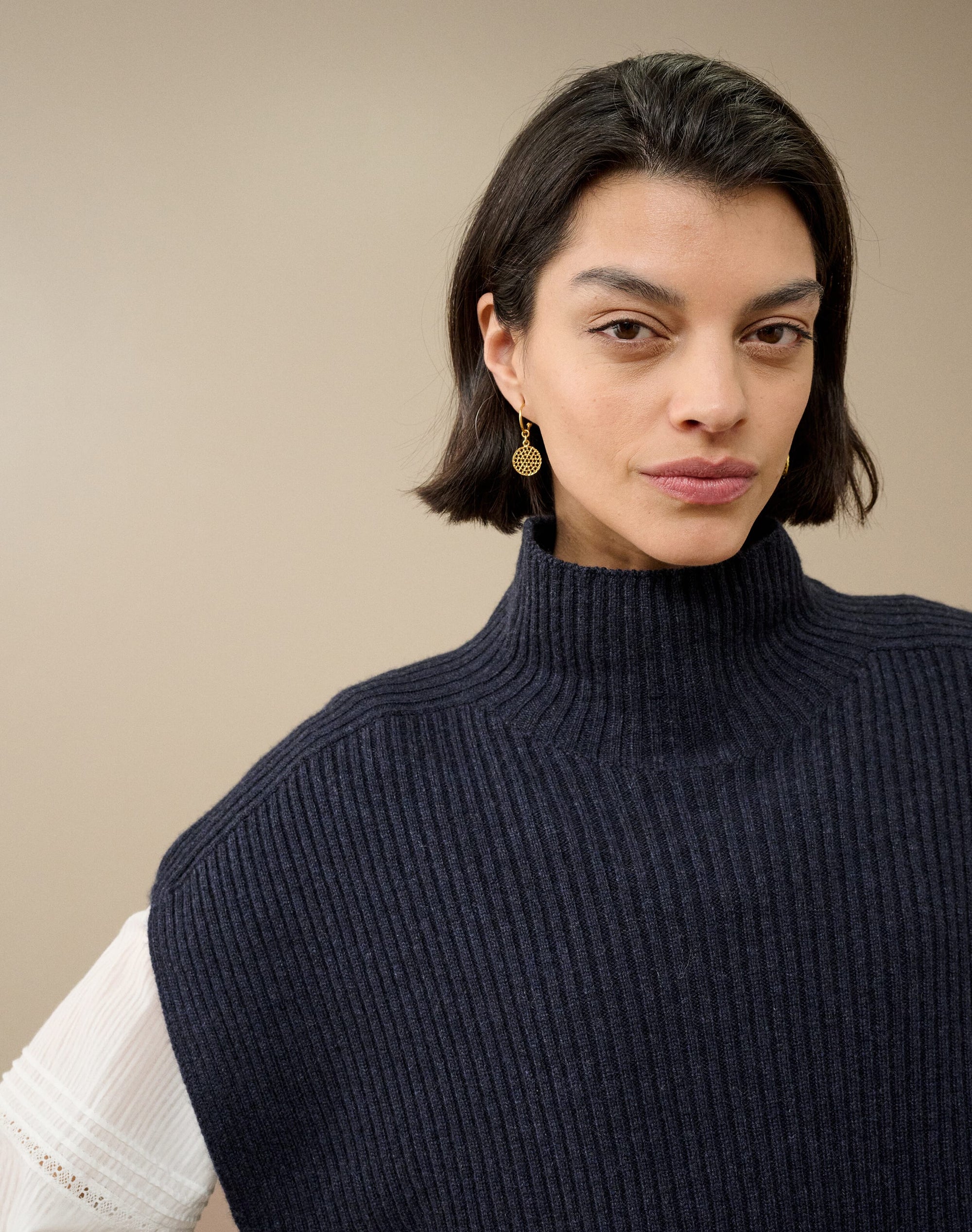 Cashmere Ribbed Poncho