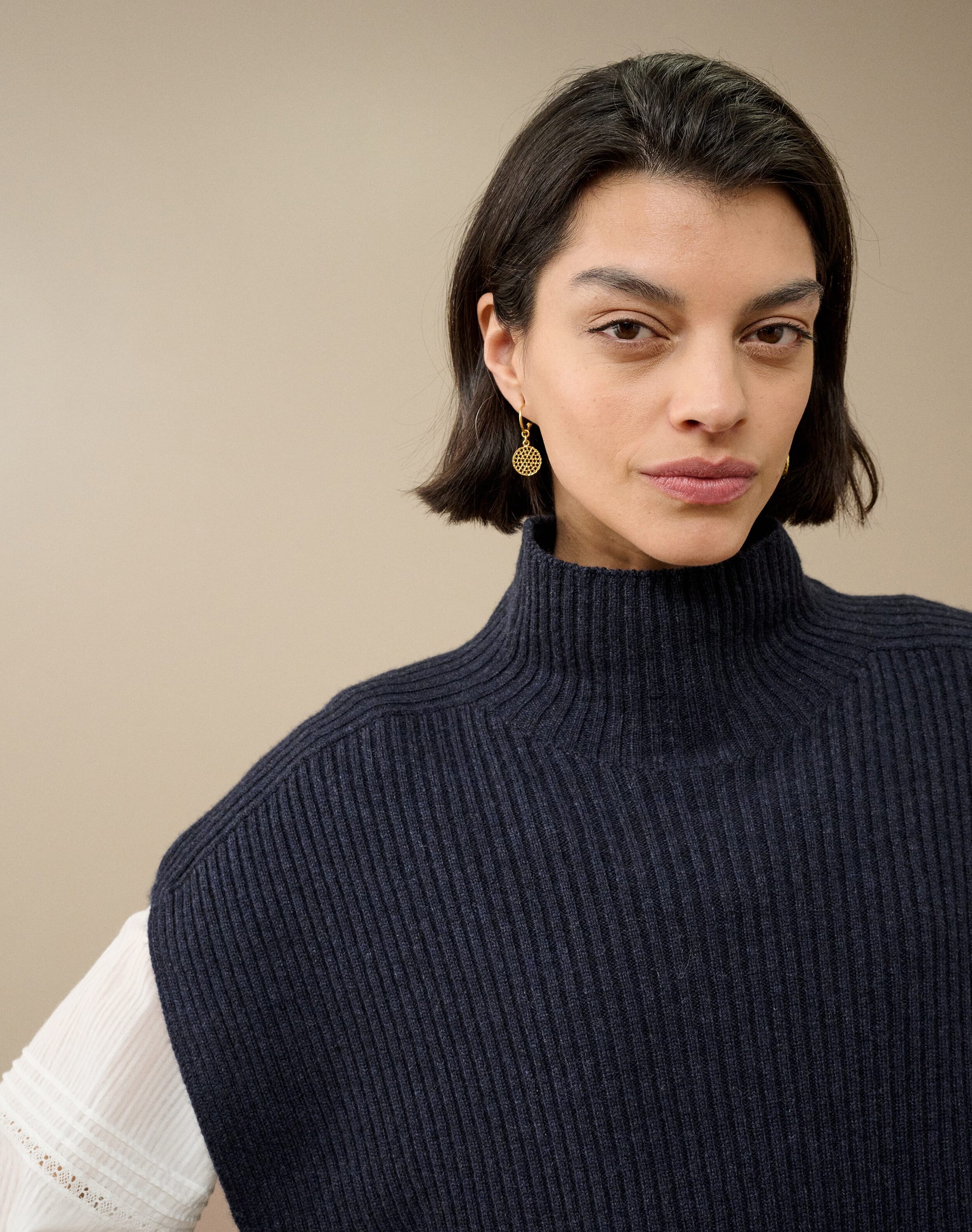 Cashmere Ribbed Poncho