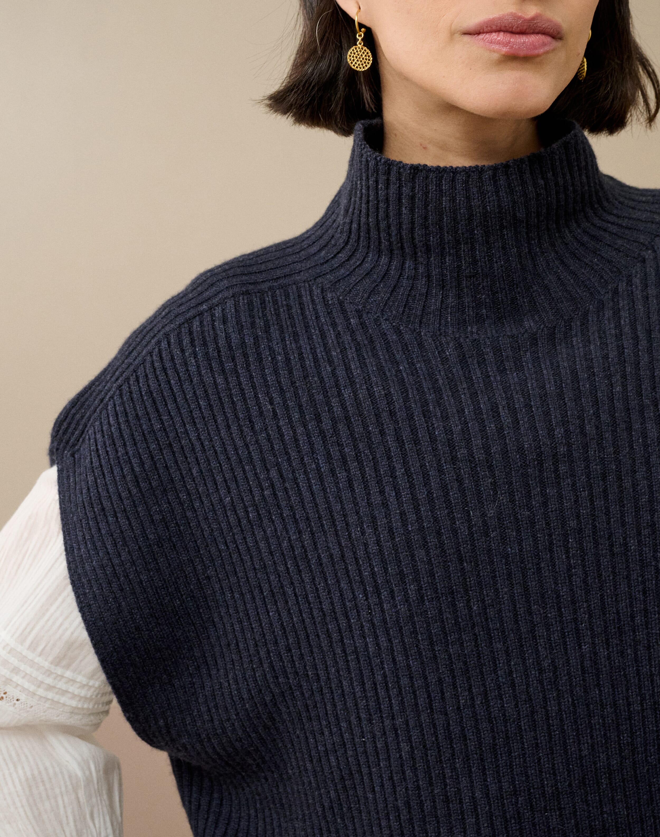 Cashmere Ribbed Poncho
