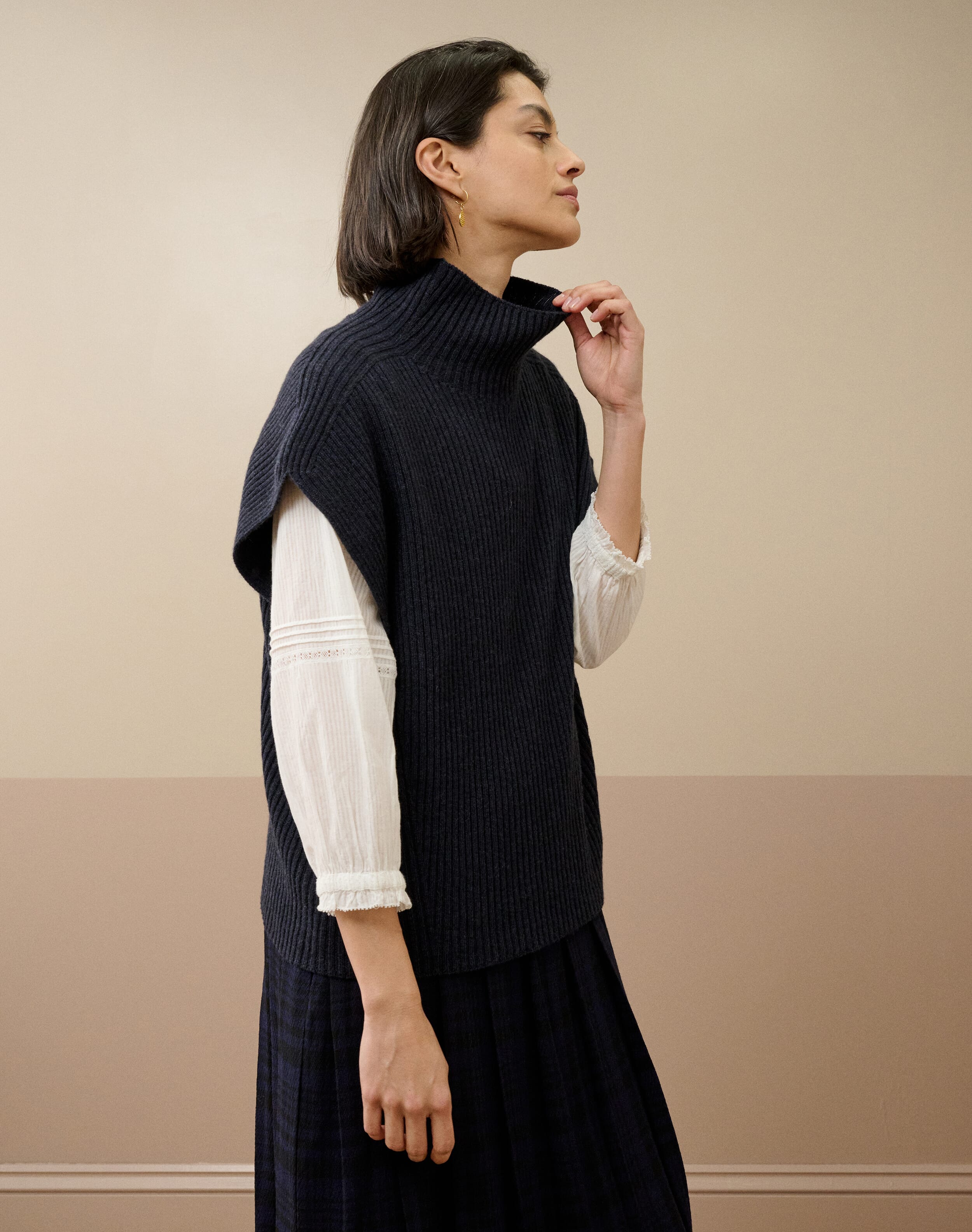 Cashmere Ribbed Poncho