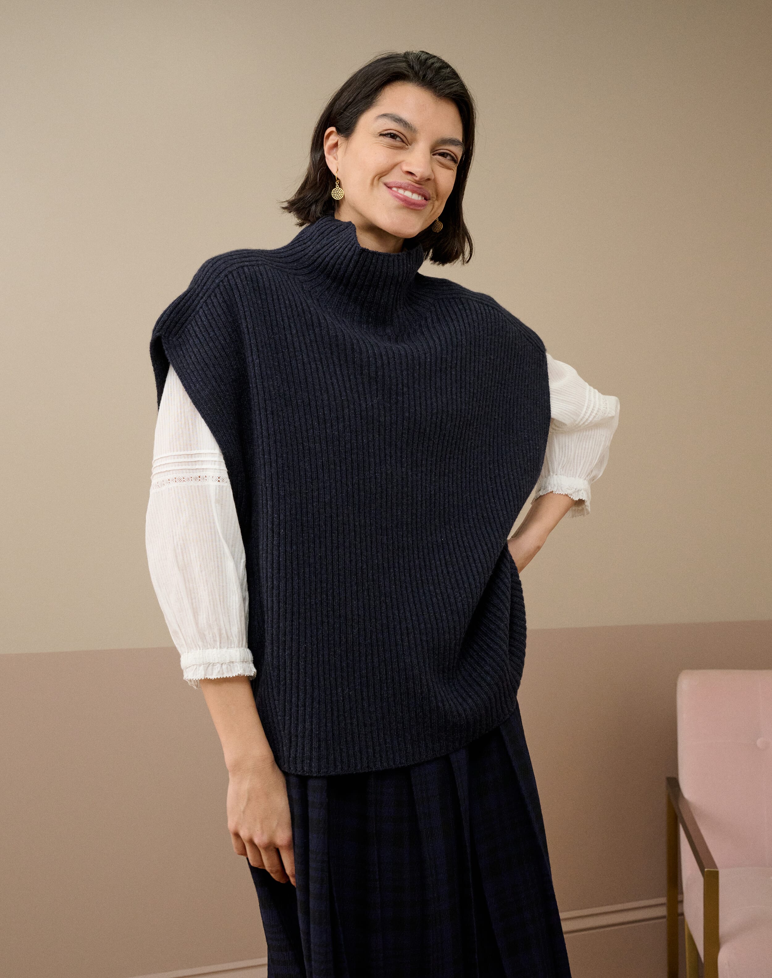 Cashmere Ribbed Poncho