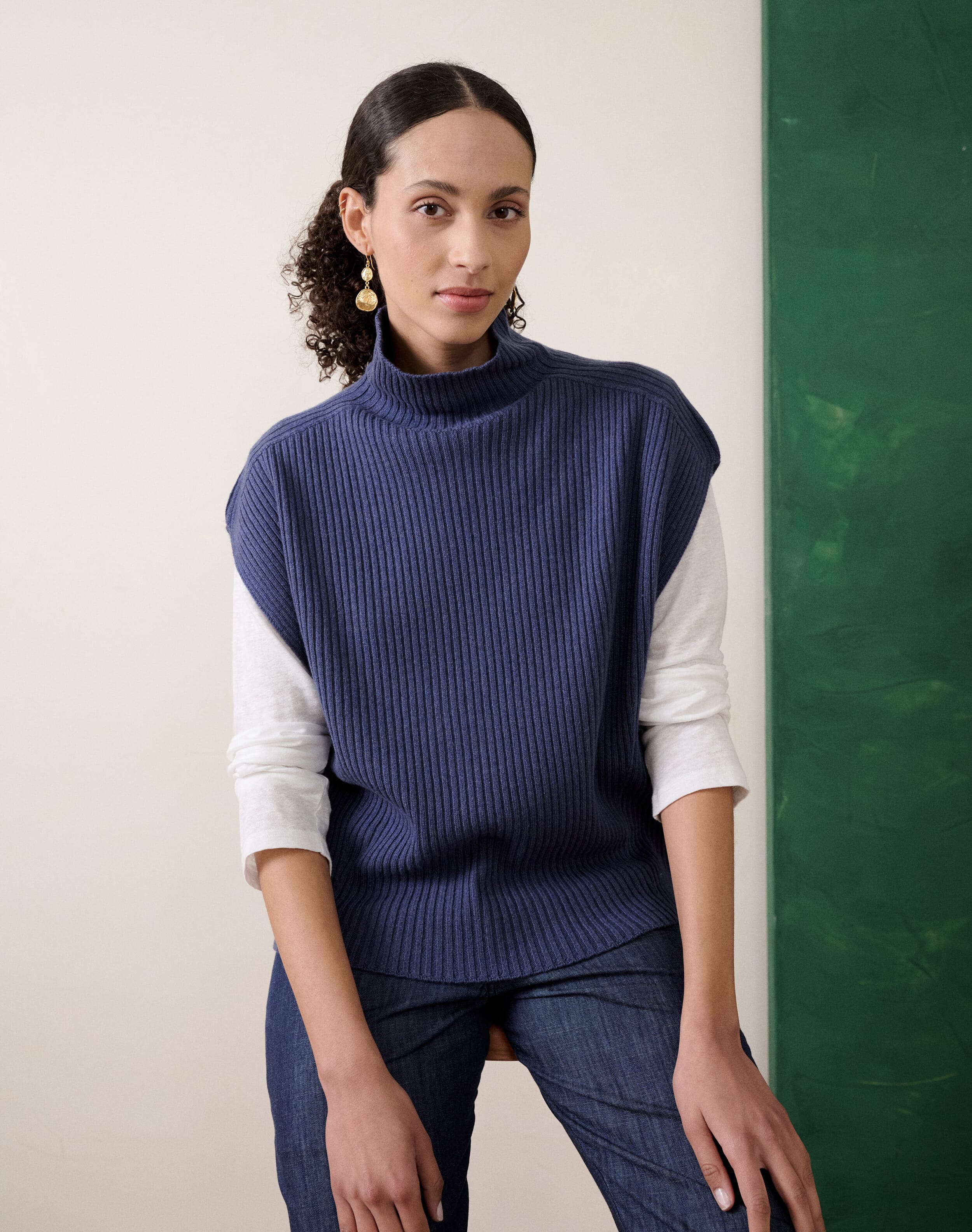 Cashmere Ribbed Poncho