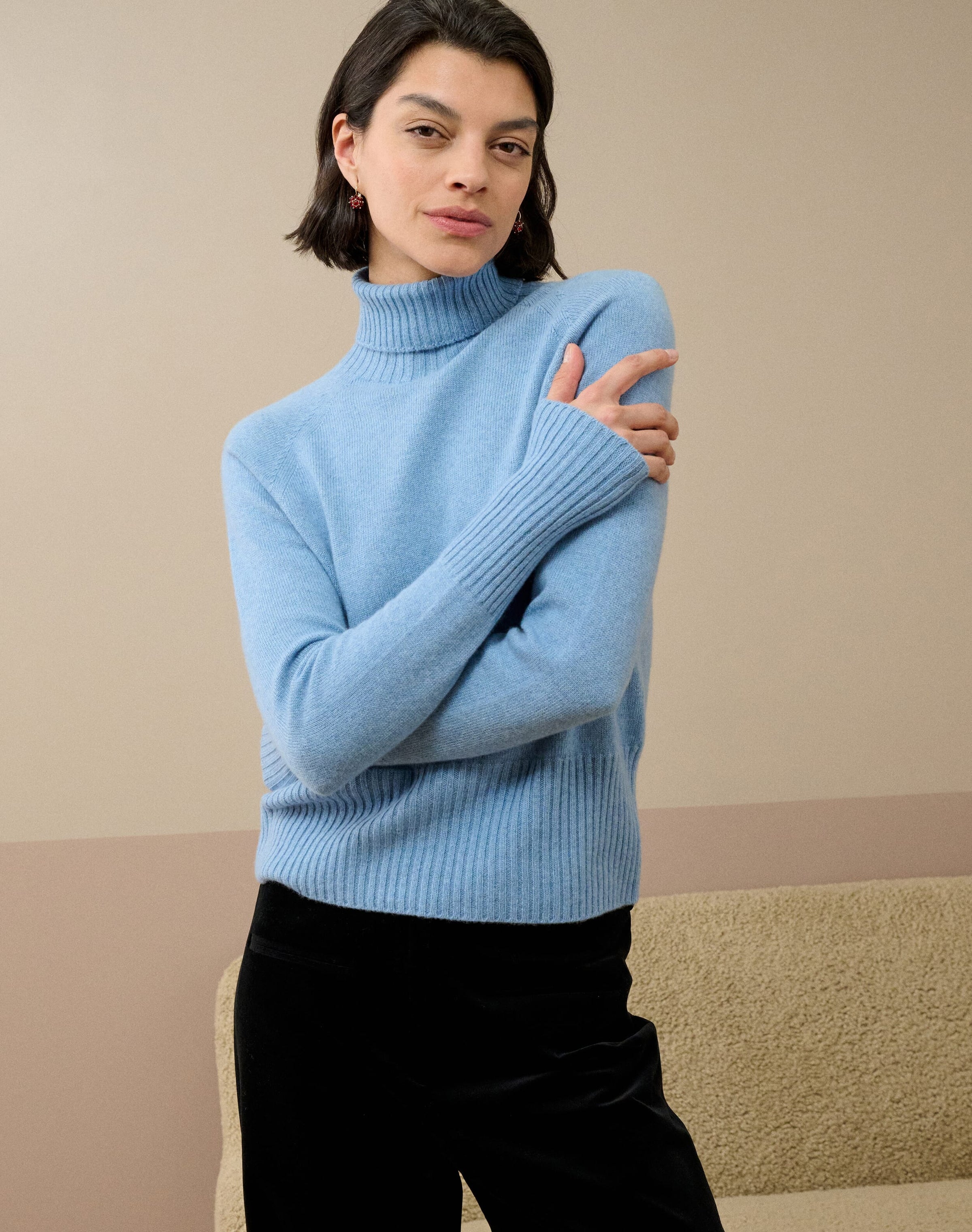 Cashmere Boxy Polo Neck