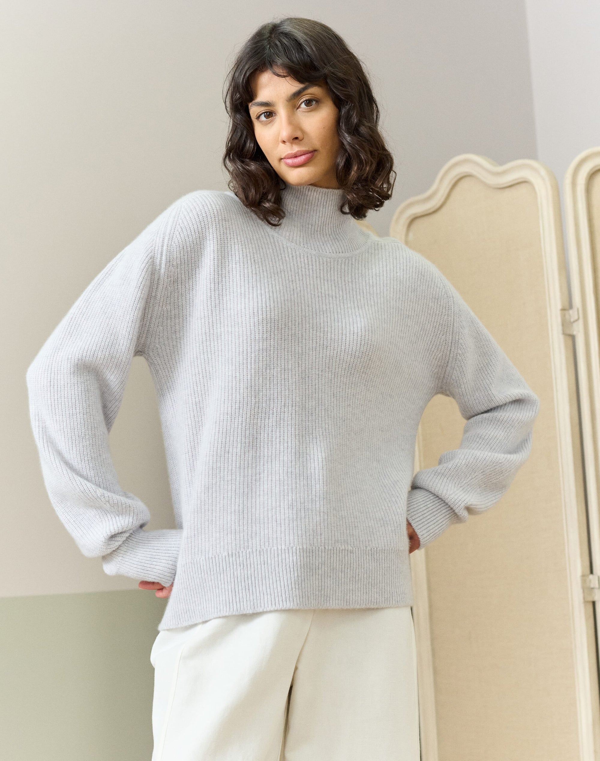 Cashmere Ribbed Week End Polo Neck