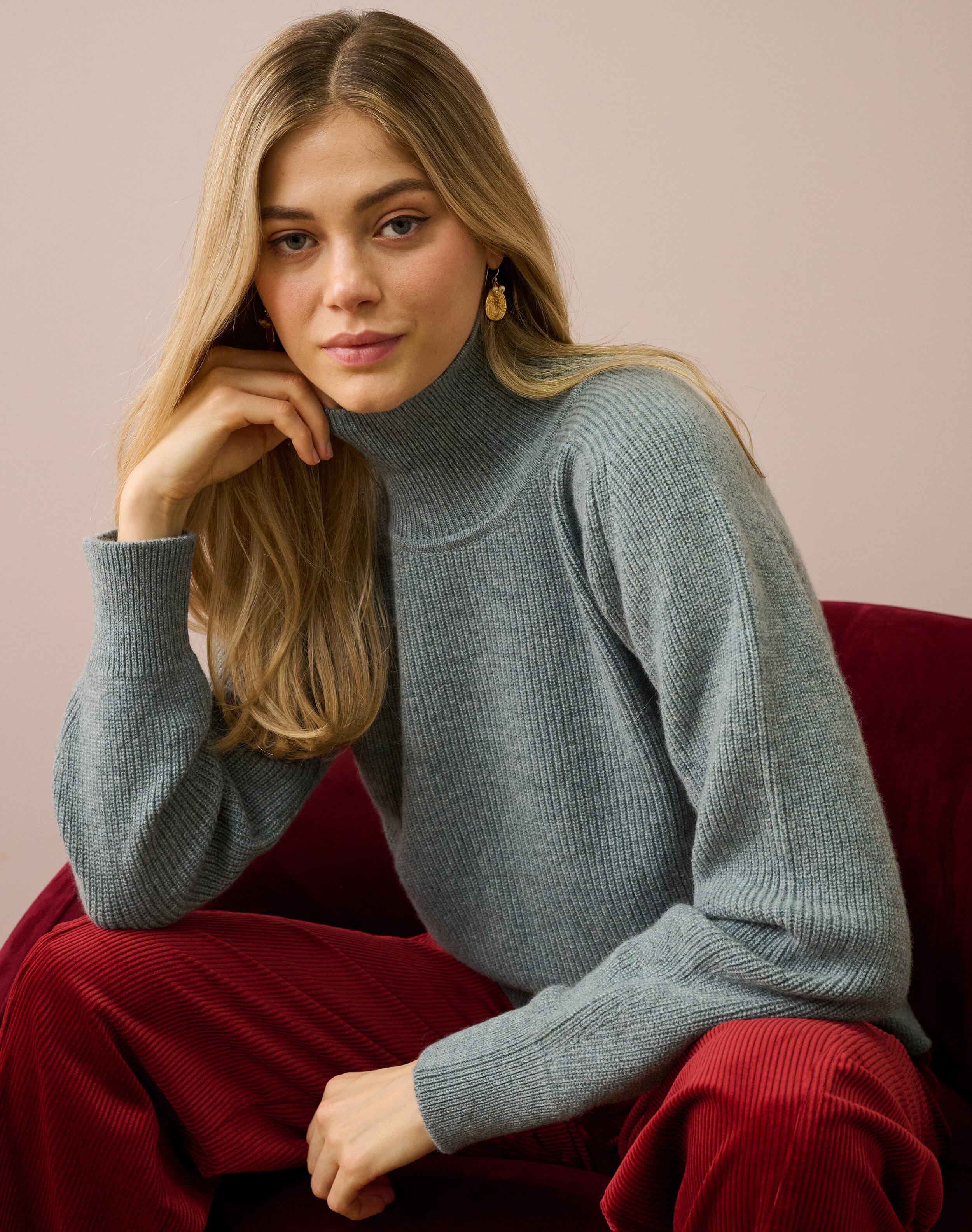 Cashmere Ribbed Week End Polo Neck