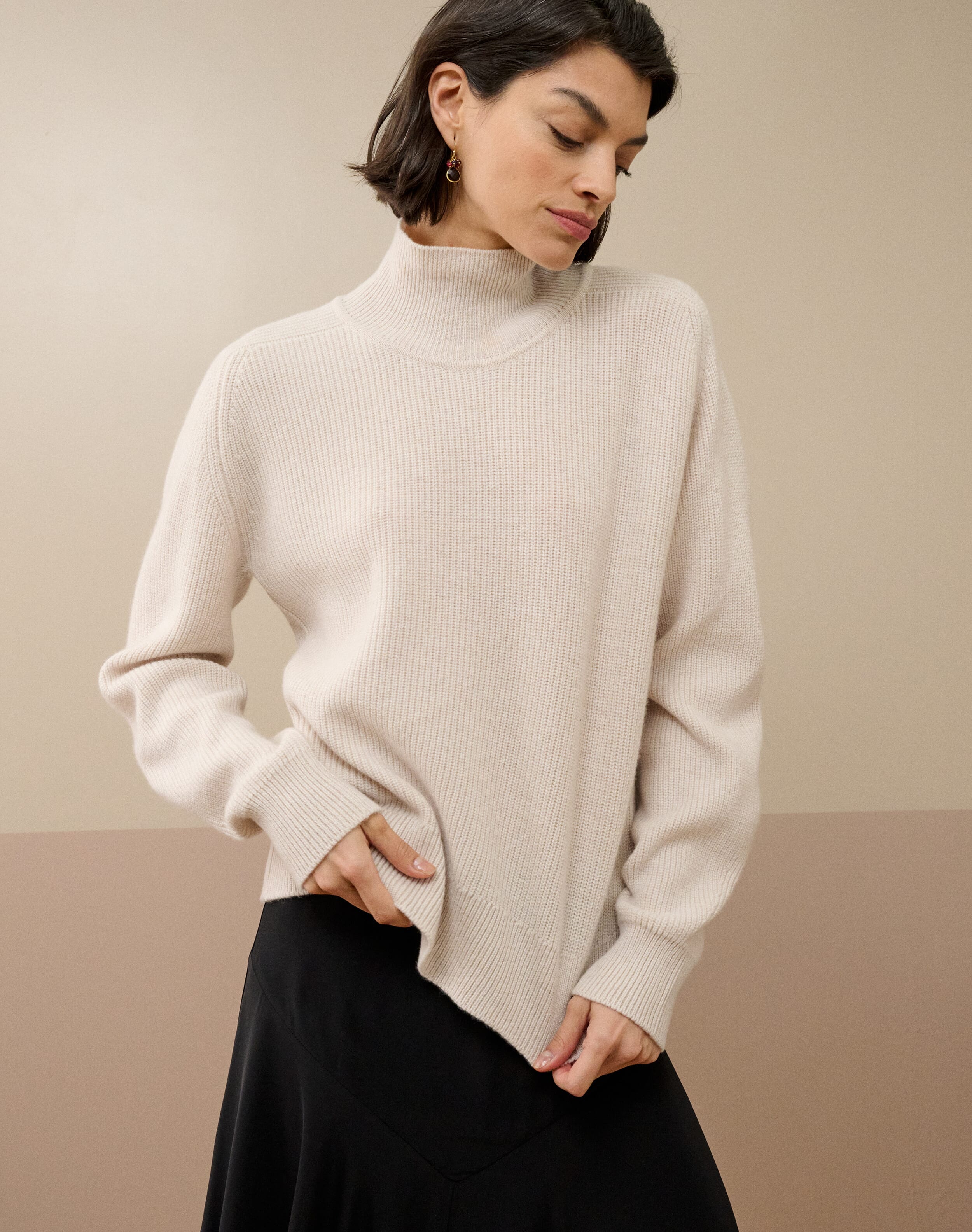 Cashmere Ribbed Week End Polo Neck