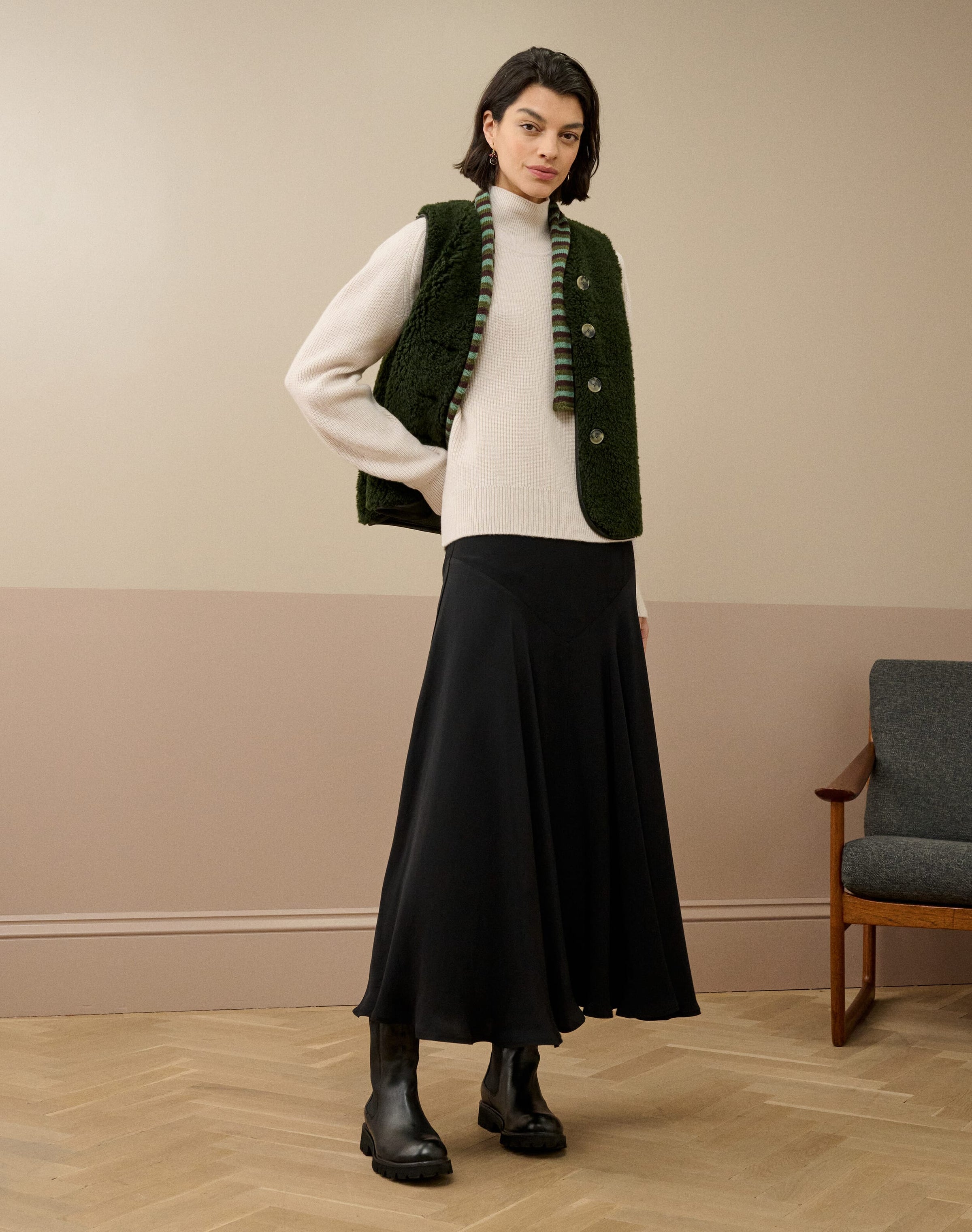 Cashmere Ribbed Week End Polo Neck